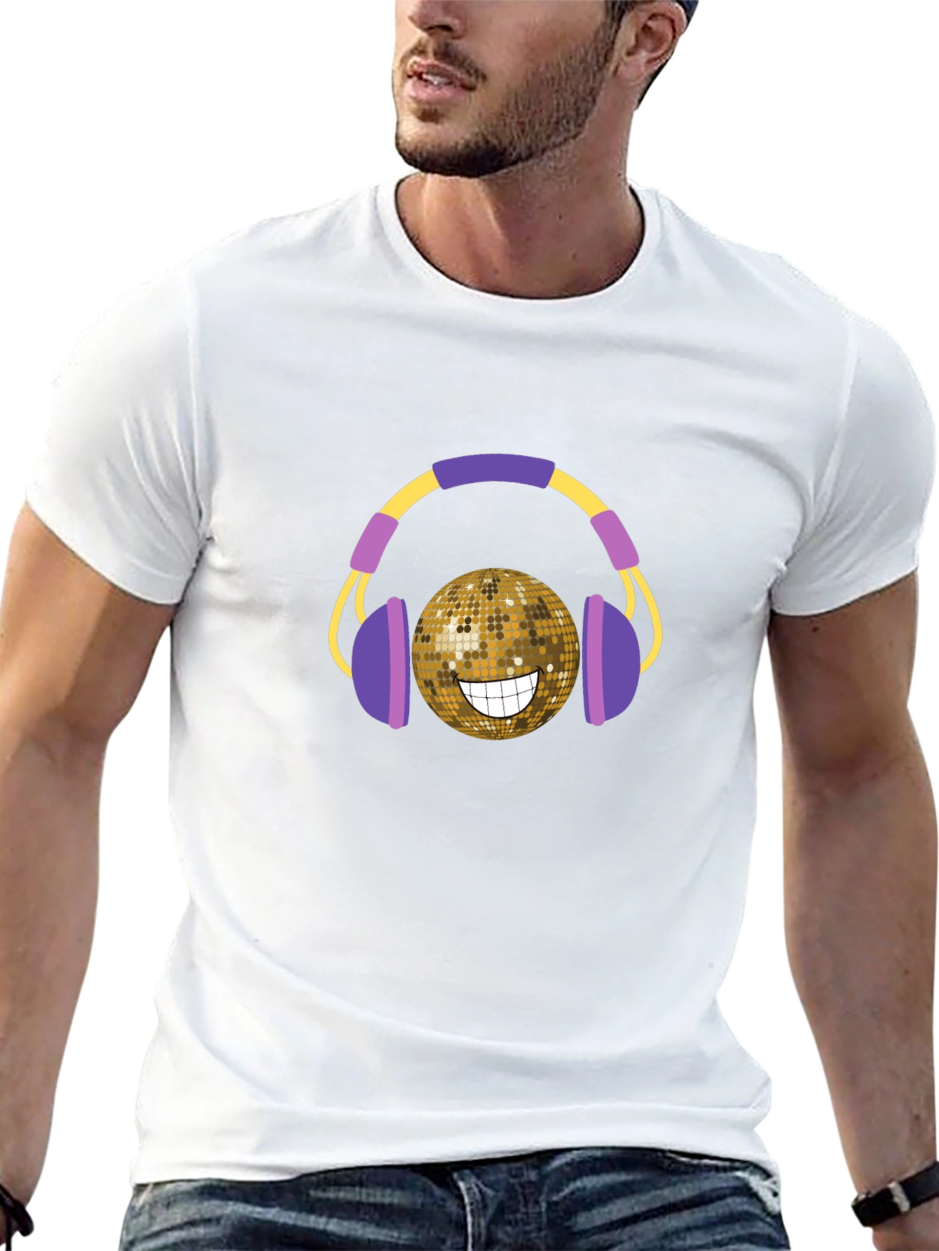 Disco Ball Headphones Graphic T-Shirt