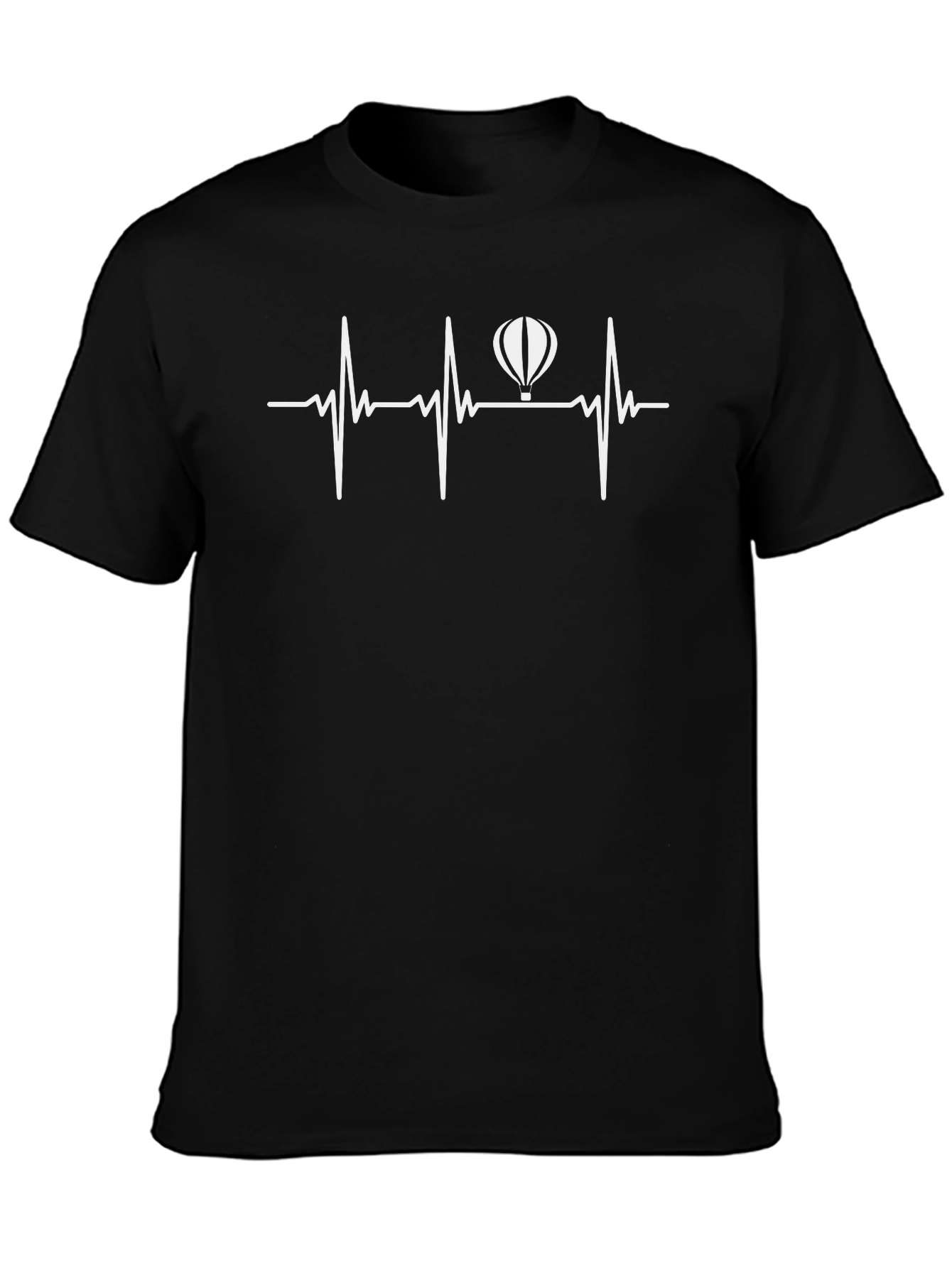 Hot Air Balloon Heartbeat T-Shirt - Black