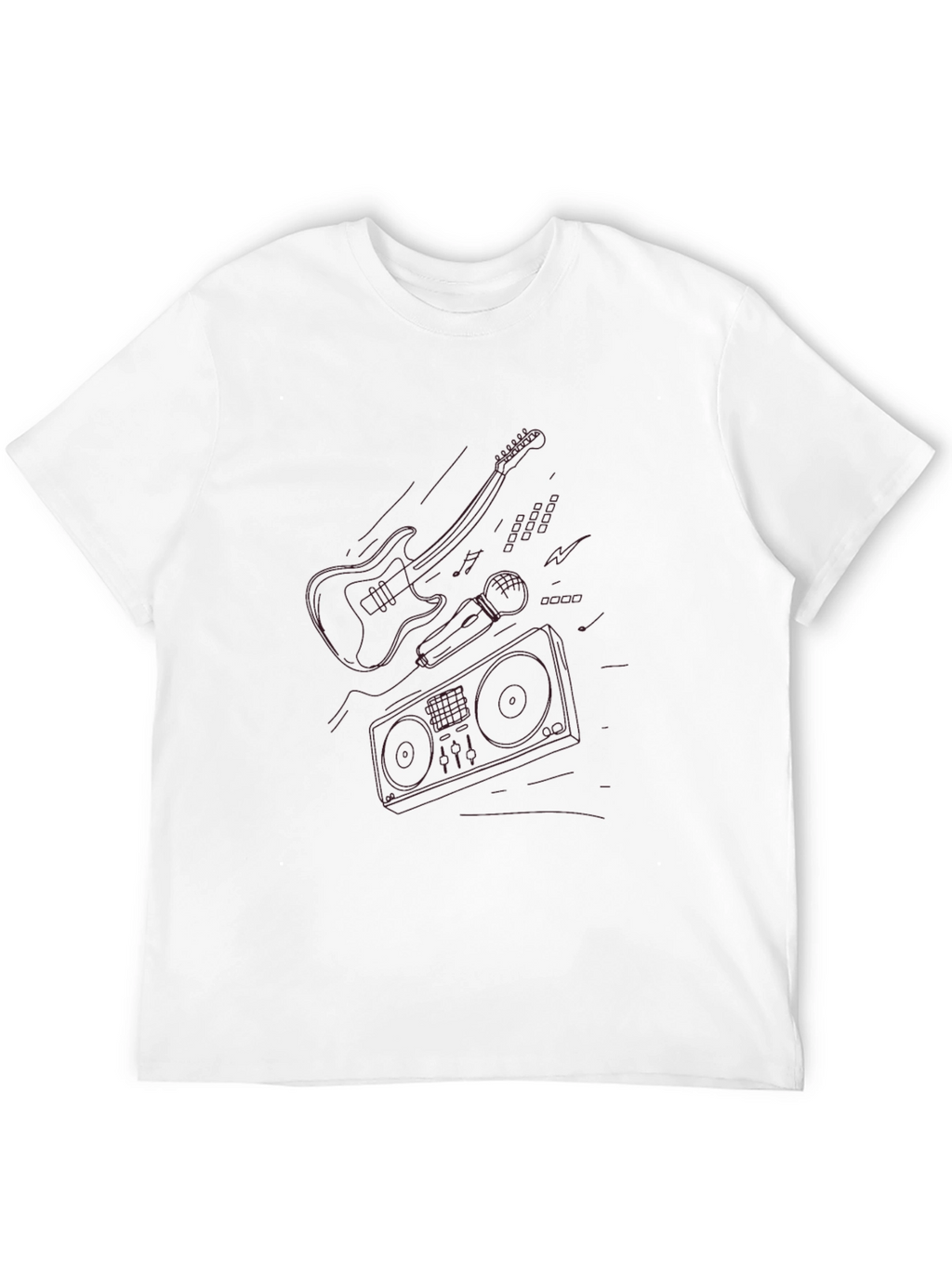 Retro Music Graphic Tee - Black Cotton T-Shirt