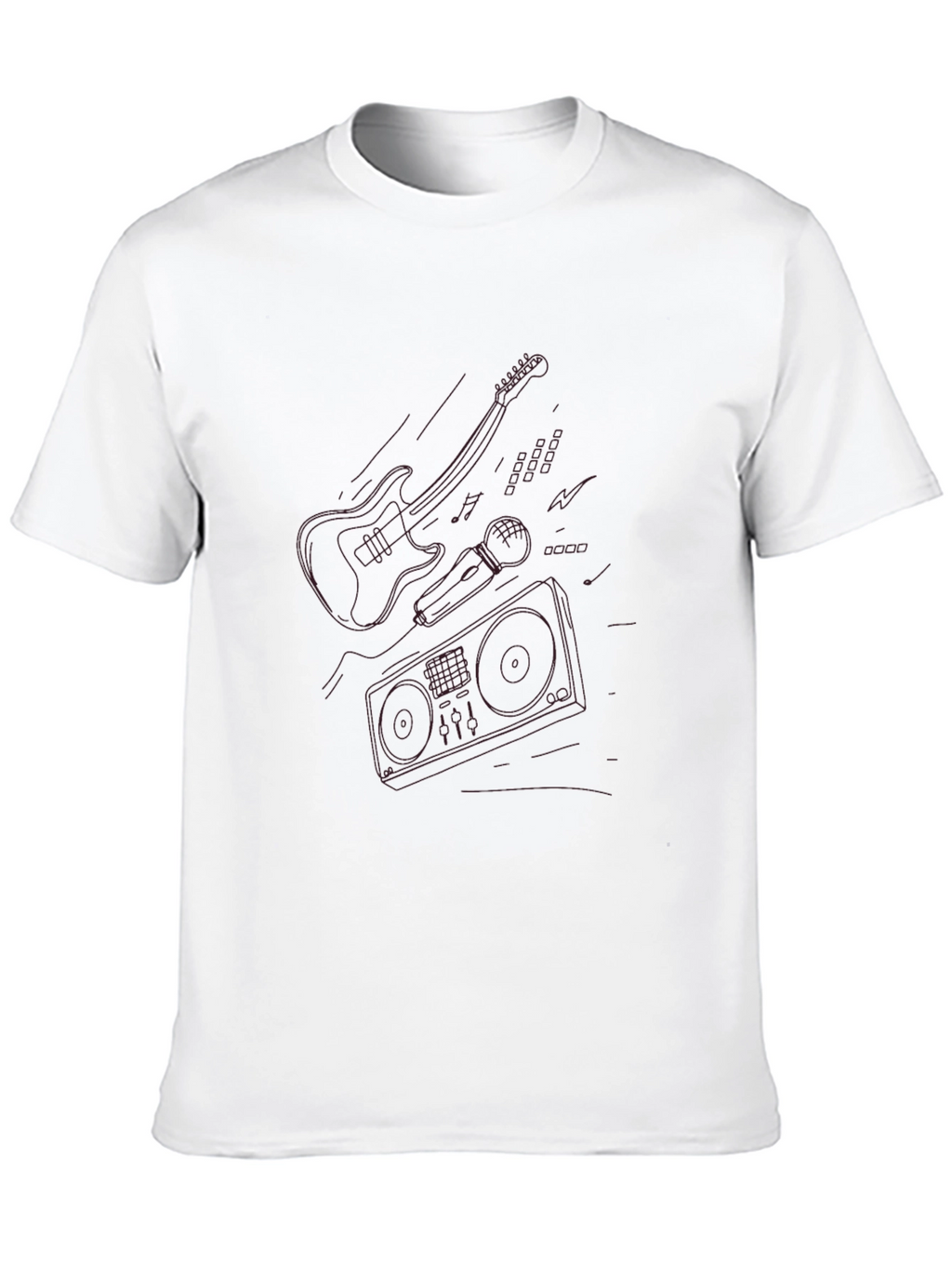 Retro Music Graphic Tee - Black Cotton T-Shirt