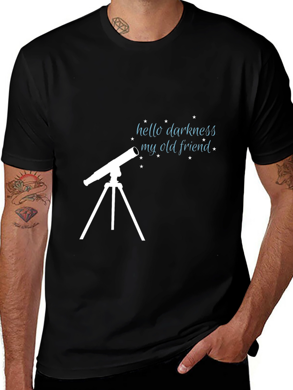 Hello Darkness My Old Friend Telescope Graphic T-Shirt