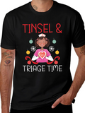 Tinsel and Triage Time Nurse Christmas T-Shirt