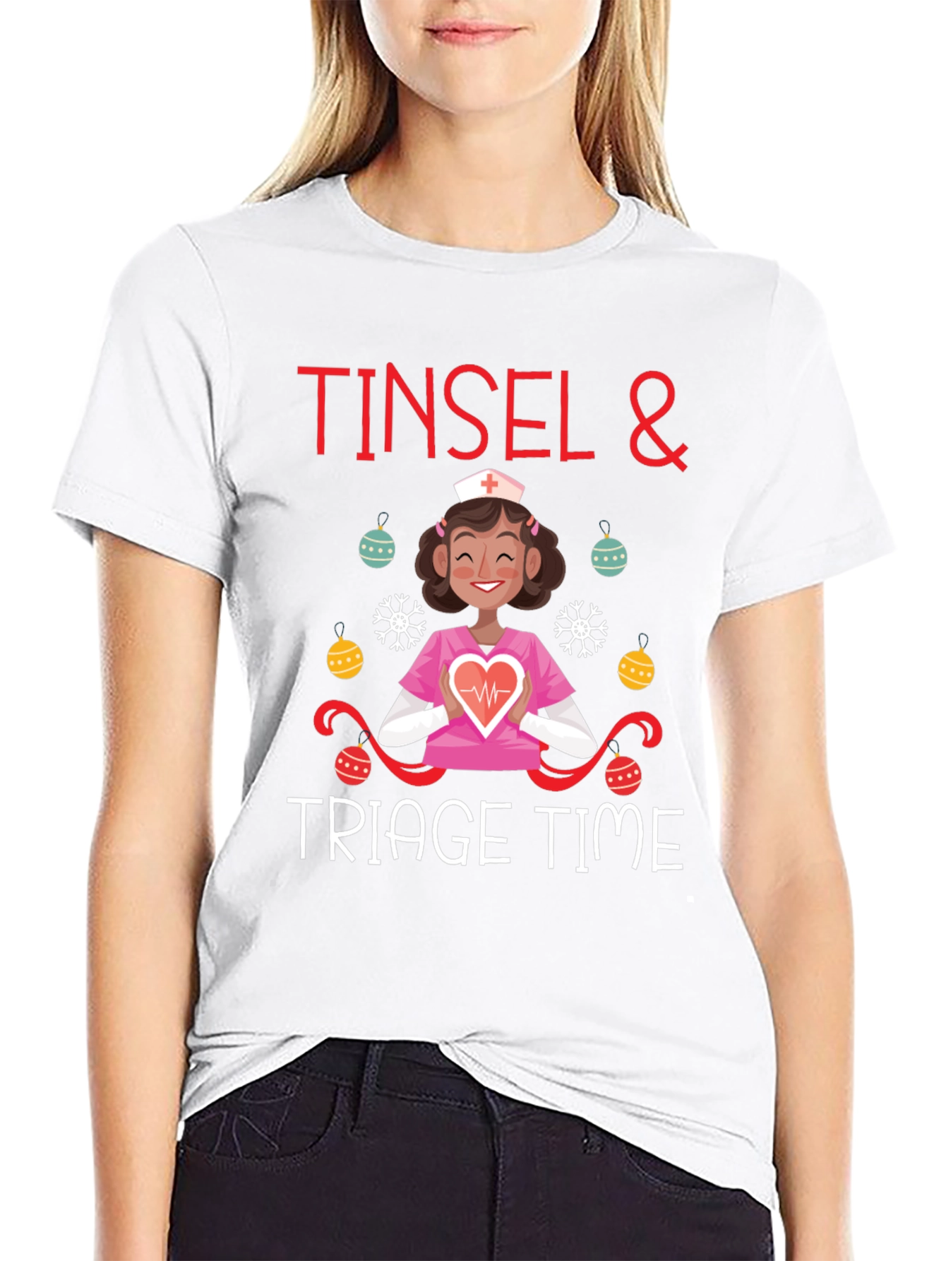 Tinsel and Triage Time Nurse Christmas T-Shirt