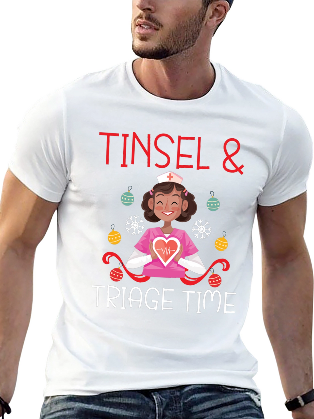 Tinsel and Triage Time Nurse Christmas T-Shirt