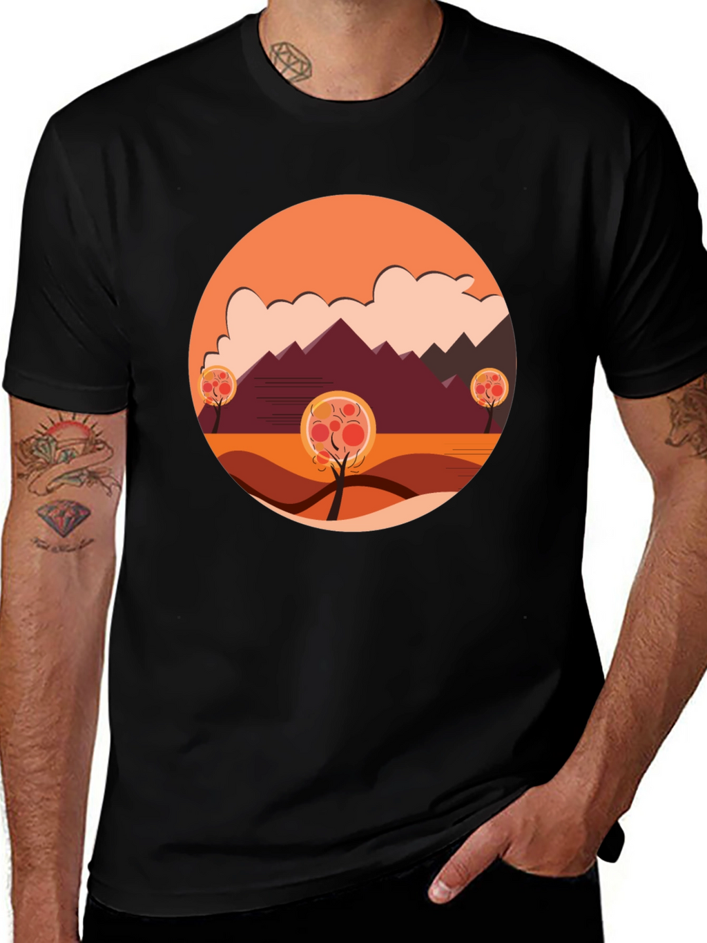 Autumn Landscape Graphic Tee - Modern Casual Comfort