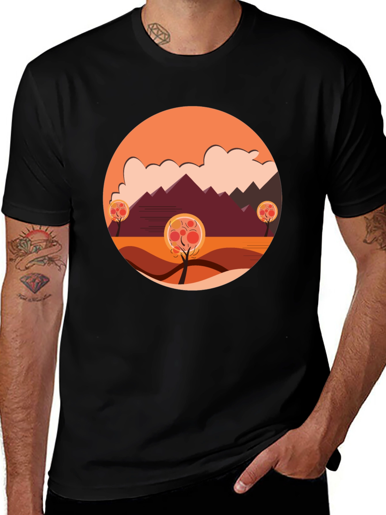 Autumn Landscape Graphic Tee - Modern Casual Comfort