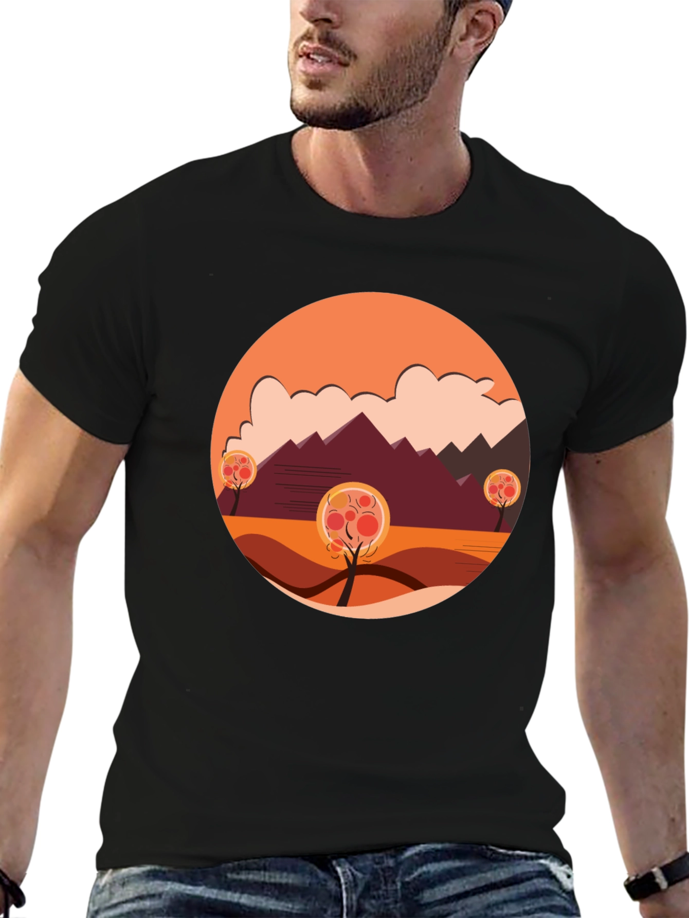 Autumn Landscape Graphic Tee - Modern Casual Comfort