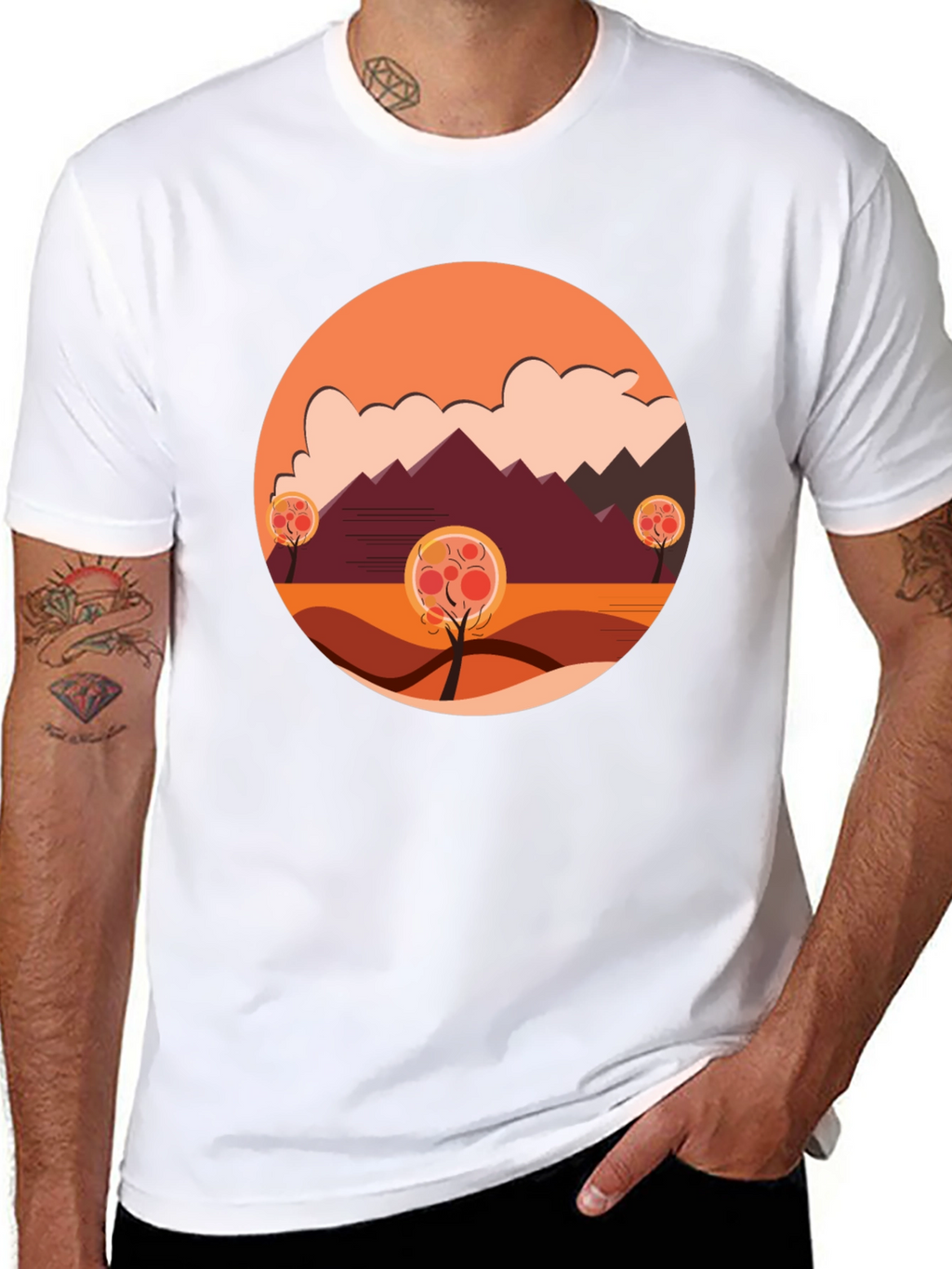 Autumn Landscape Graphic Tee - Modern Casual Comfort