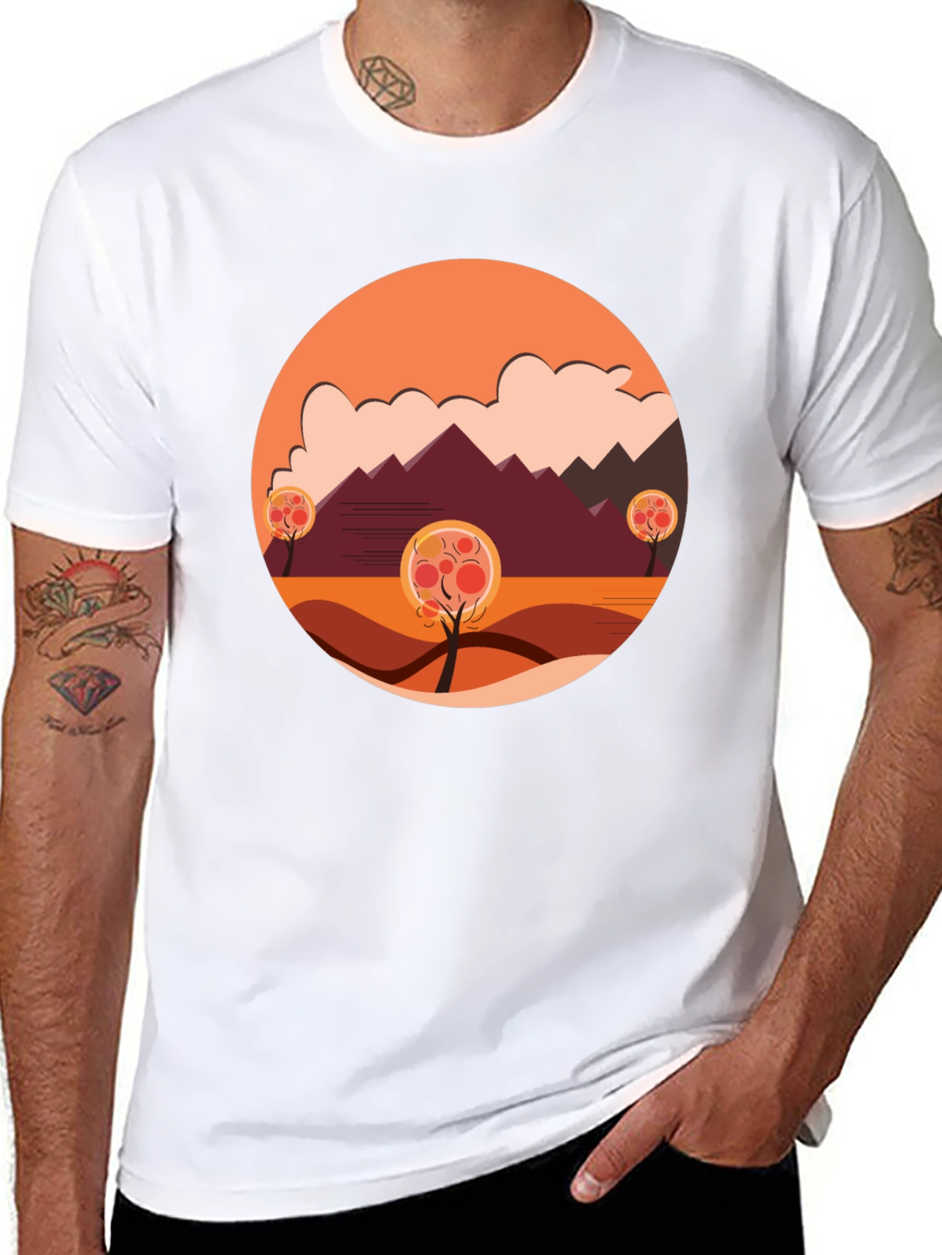 Autumn Landscape Graphic Tee - Modern Casual Comfort