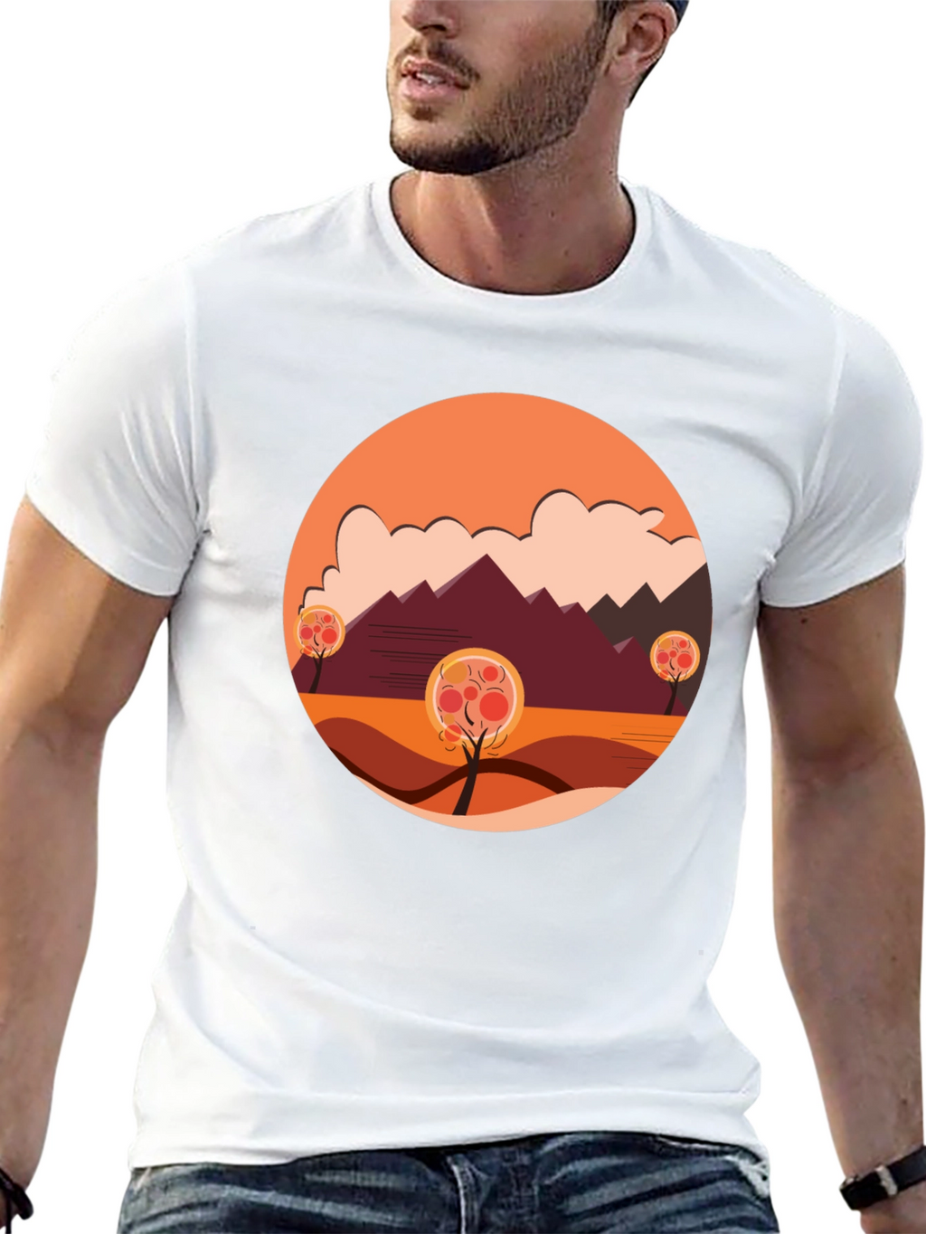 Autumn Landscape Graphic Tee - Modern Casual Comfort