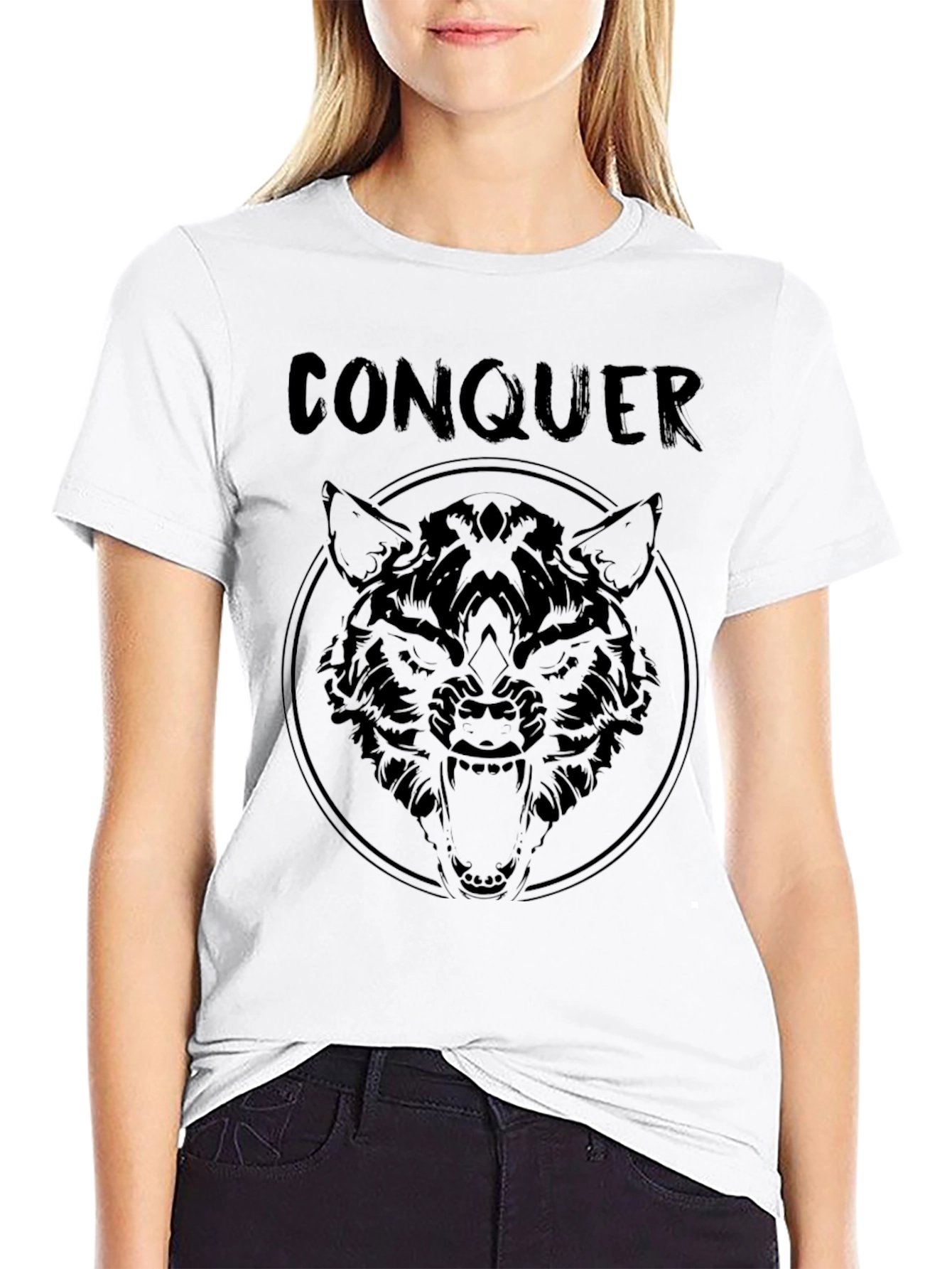 Conquer Wolf Graphic Tee - Black