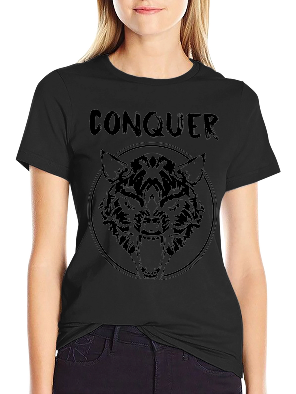 Conquer Wolf Graphic Tee - Black