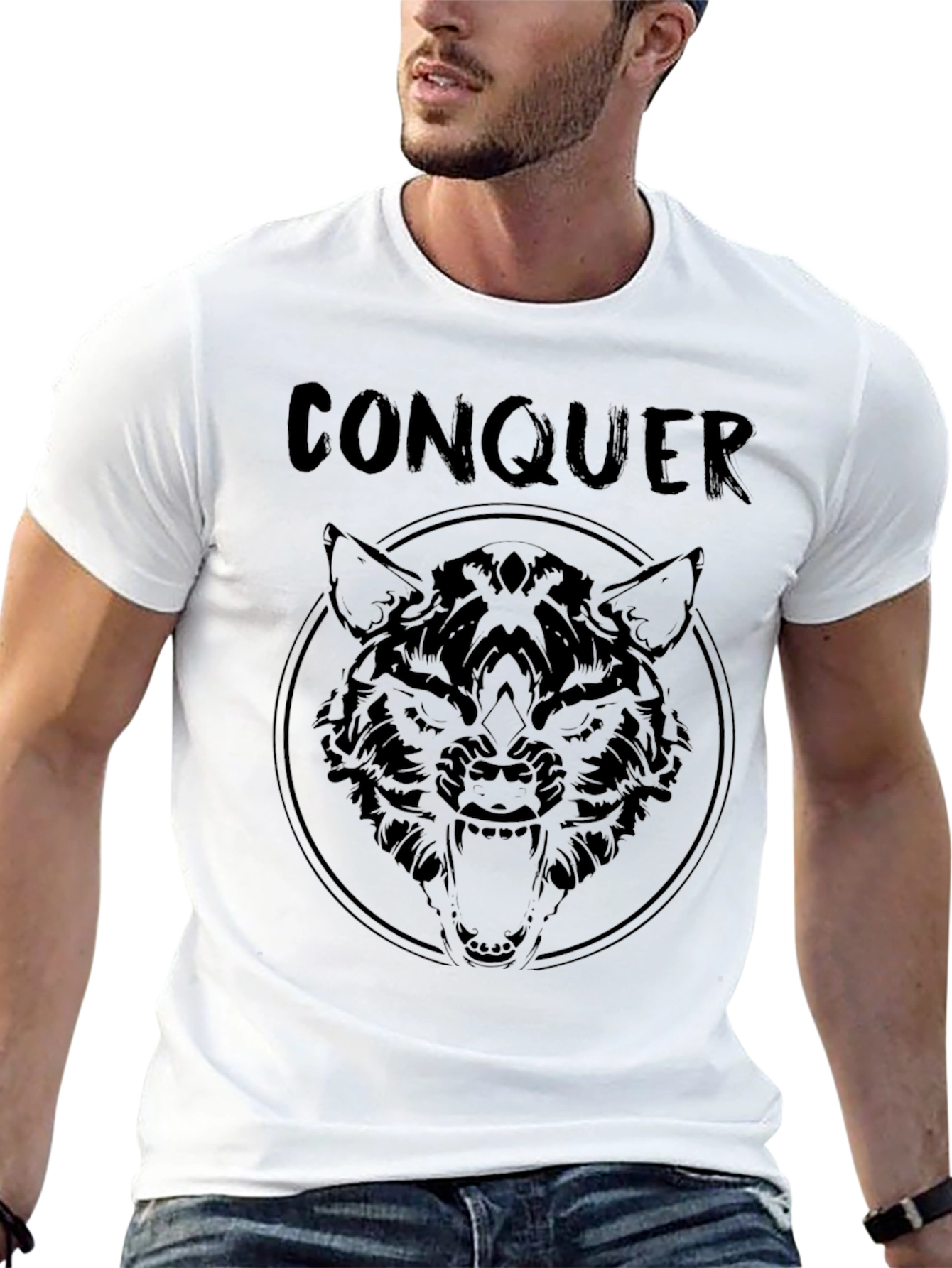 Conquer Wolf Graphic Tee - Black