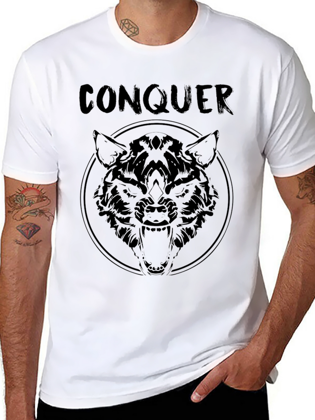 Conquer Wolf Graphic Tee - Black