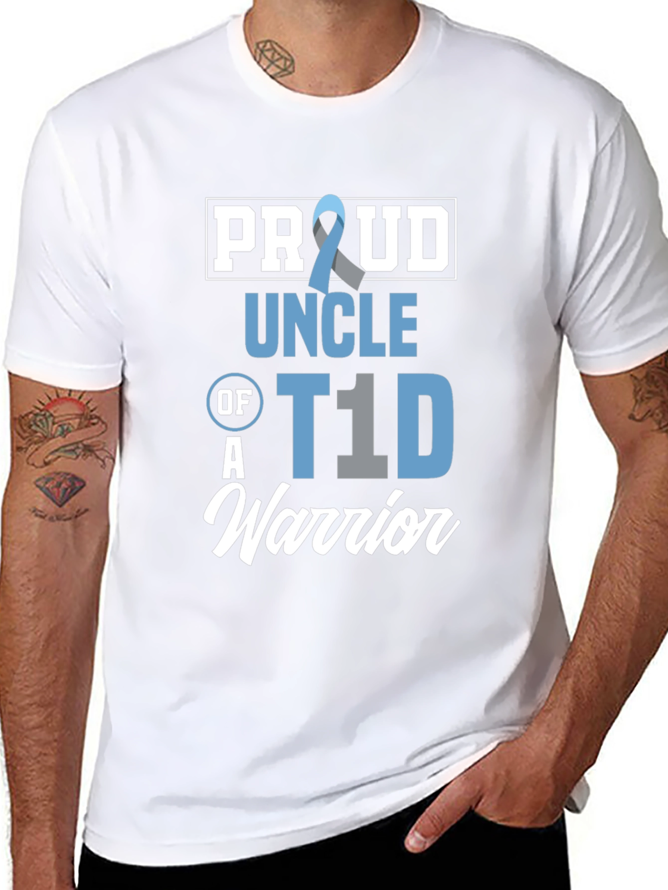 Proud Uncle of a T1D Warrior Black T-Shirt