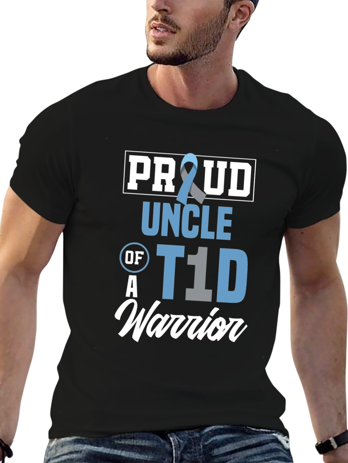 Proud Uncle of a T1D Warrior Black T-Shirt