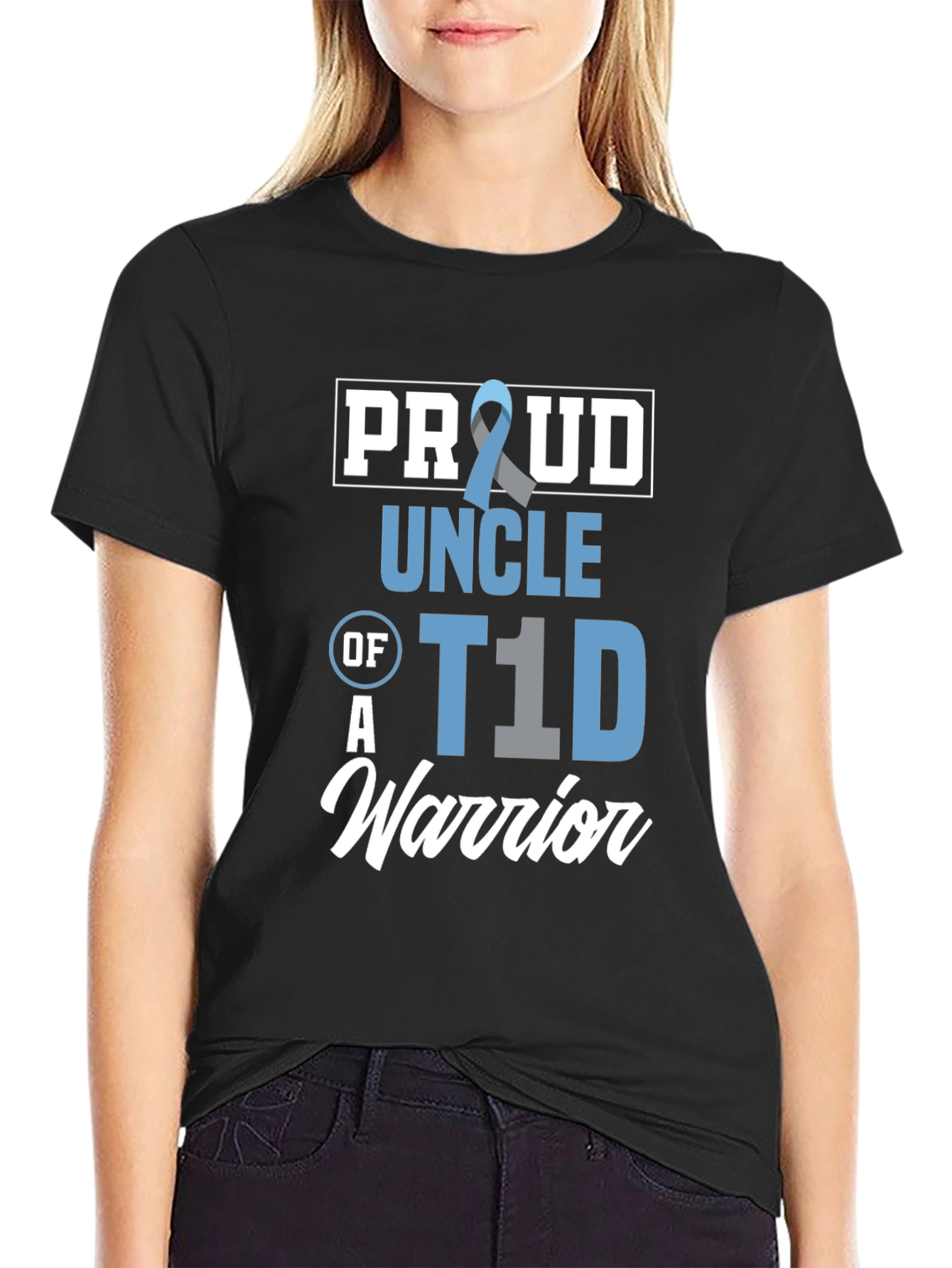 Proud Uncle of a T1D Warrior Black T-Shirt