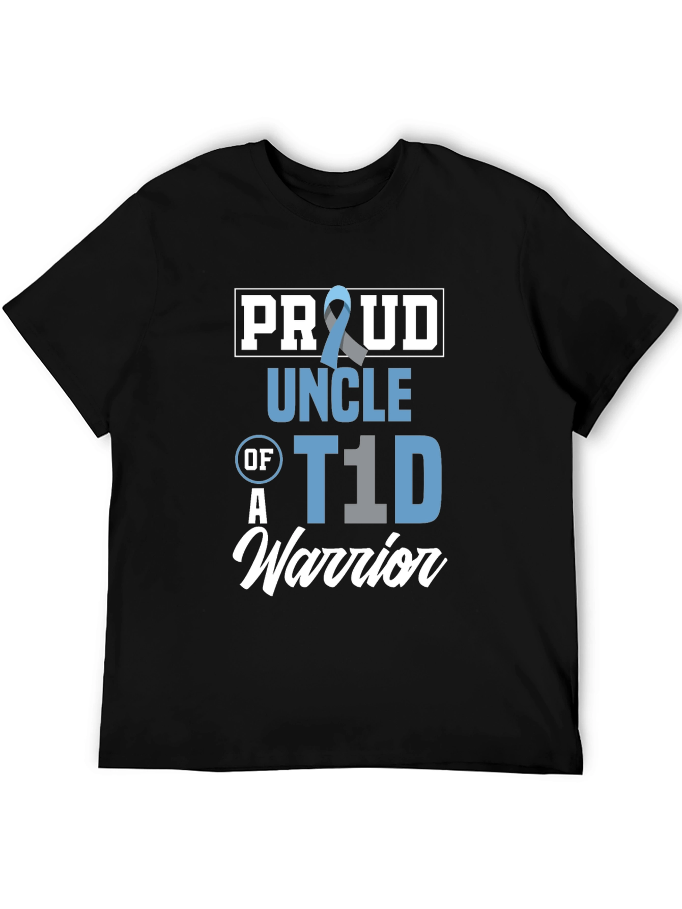 Proud Uncle of a T1D Warrior Black T-Shirt