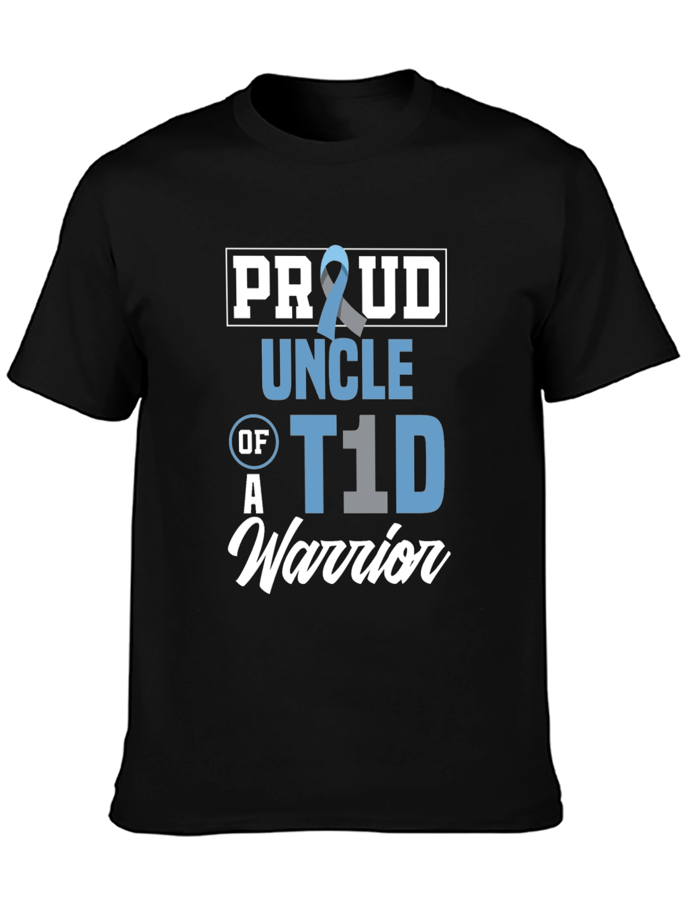 Proud Uncle of a T1D Warrior Black T-Shirt