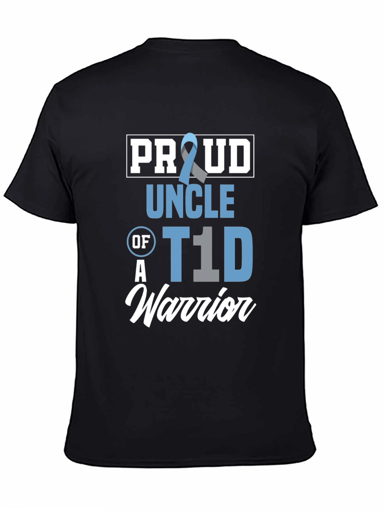 Proud Uncle of a T1D Warrior Black T-Shirt