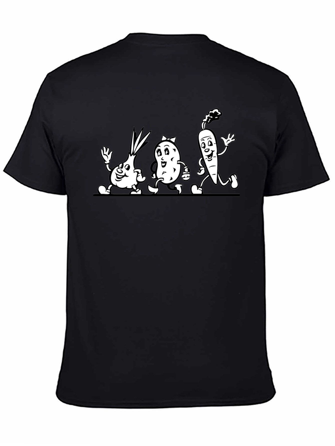 Funny Veggie Run T-Shirt - Black Cotton Tee