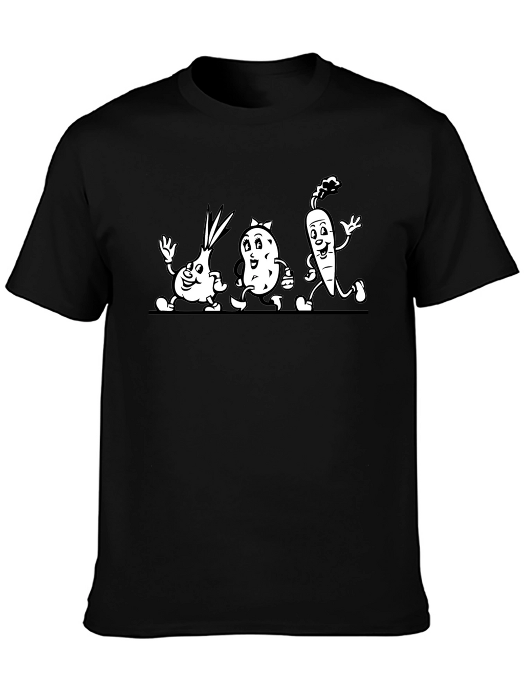 Funny Veggie Run T-Shirt - Black Cotton Tee