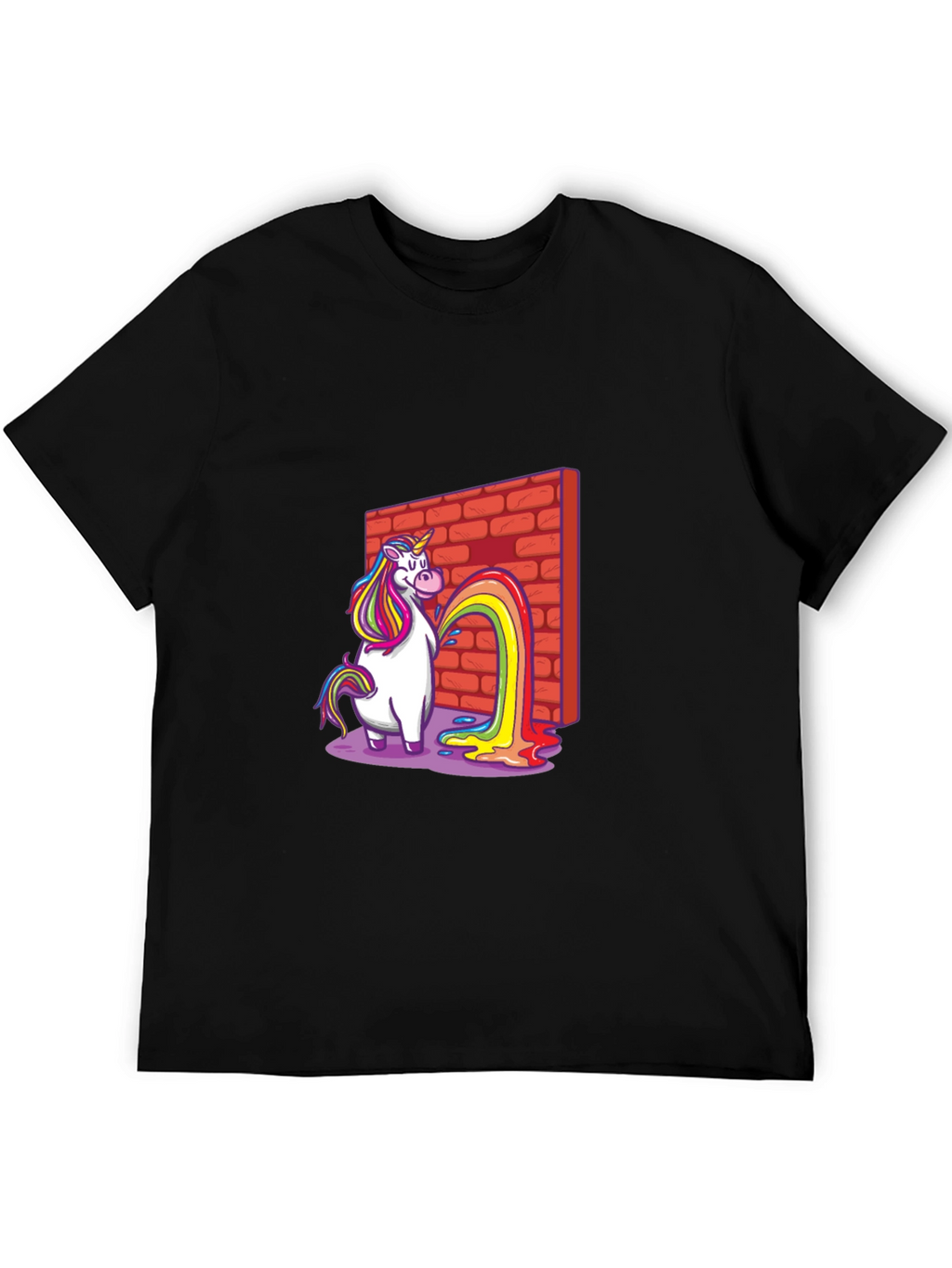 Unicorn Rainbow Brick Wall Graphic T-Shirt