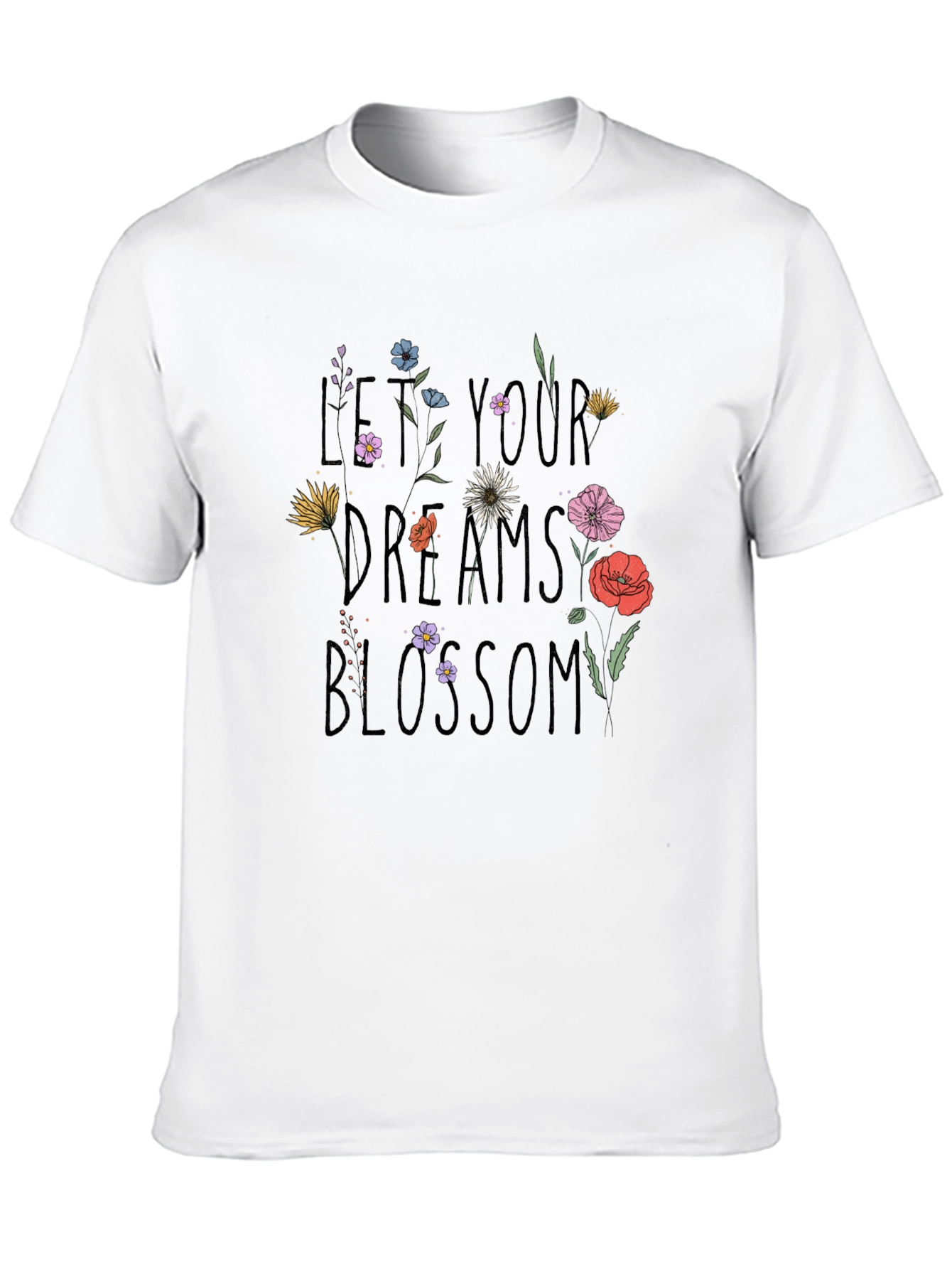 Floral Dreams Blossom Black T-Shirt