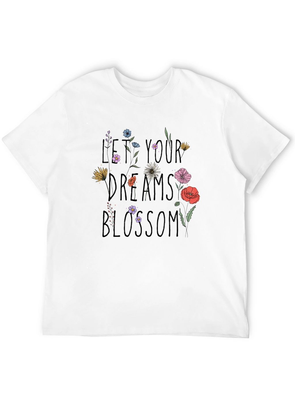 Floral Dreams Blossom Black T-Shirt