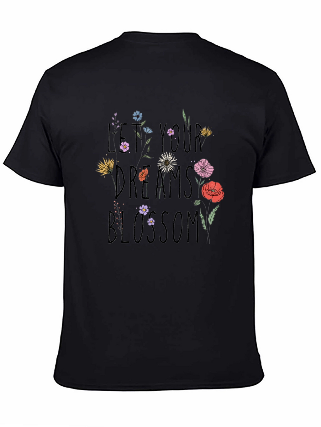 Floral Dreams Blossom Black T-Shirt