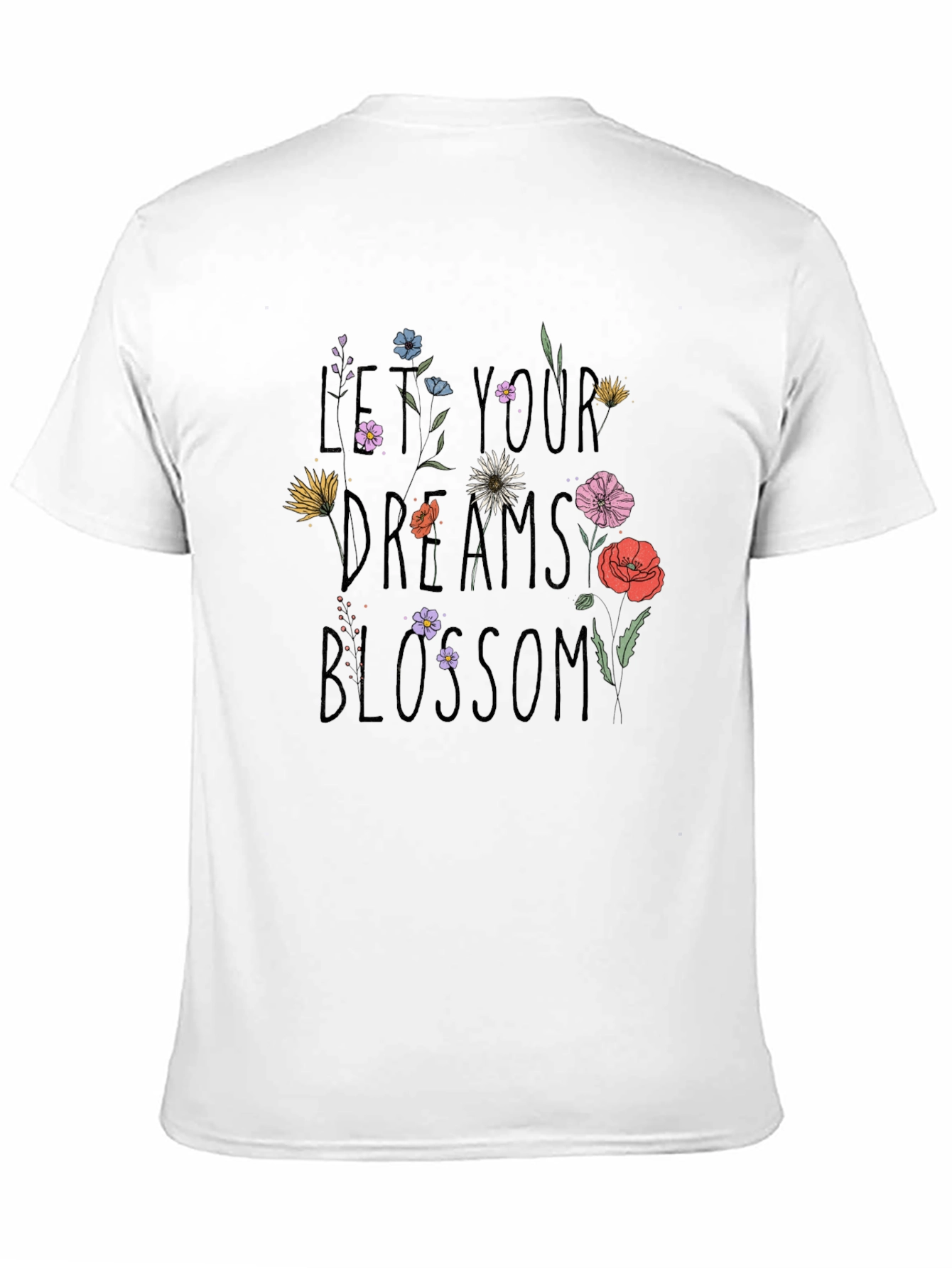 Floral Dreams Blossom Black T-Shirt