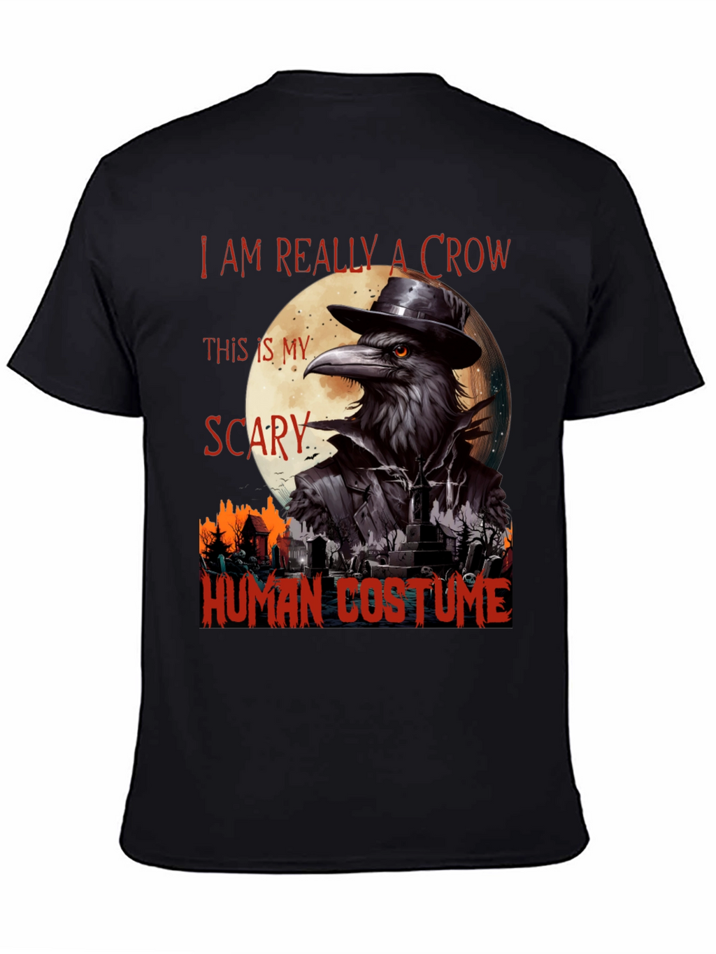 Scary Crow Human Costume Halloween T-Shirt