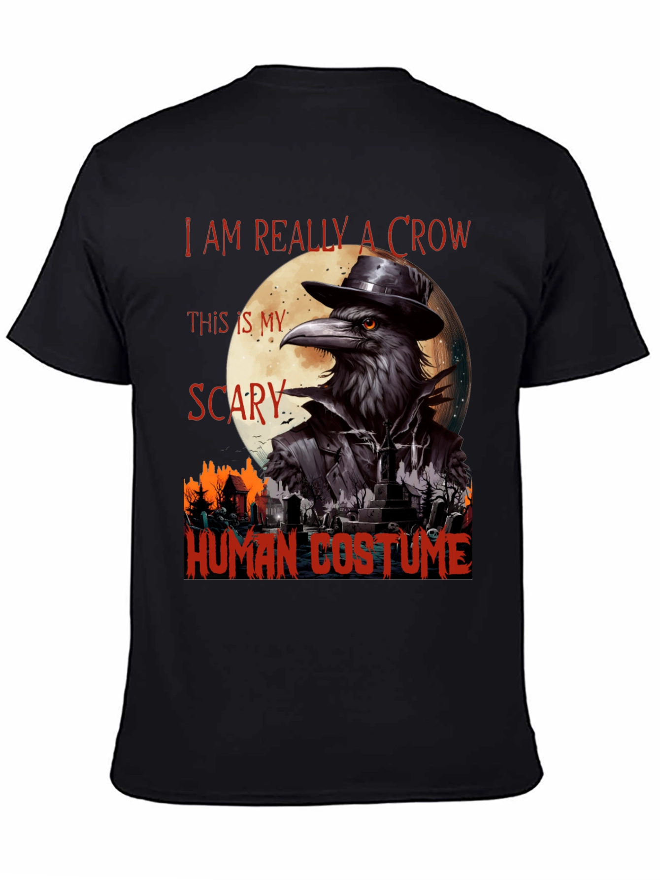 Scary Crow Human Costume Halloween T-Shirt