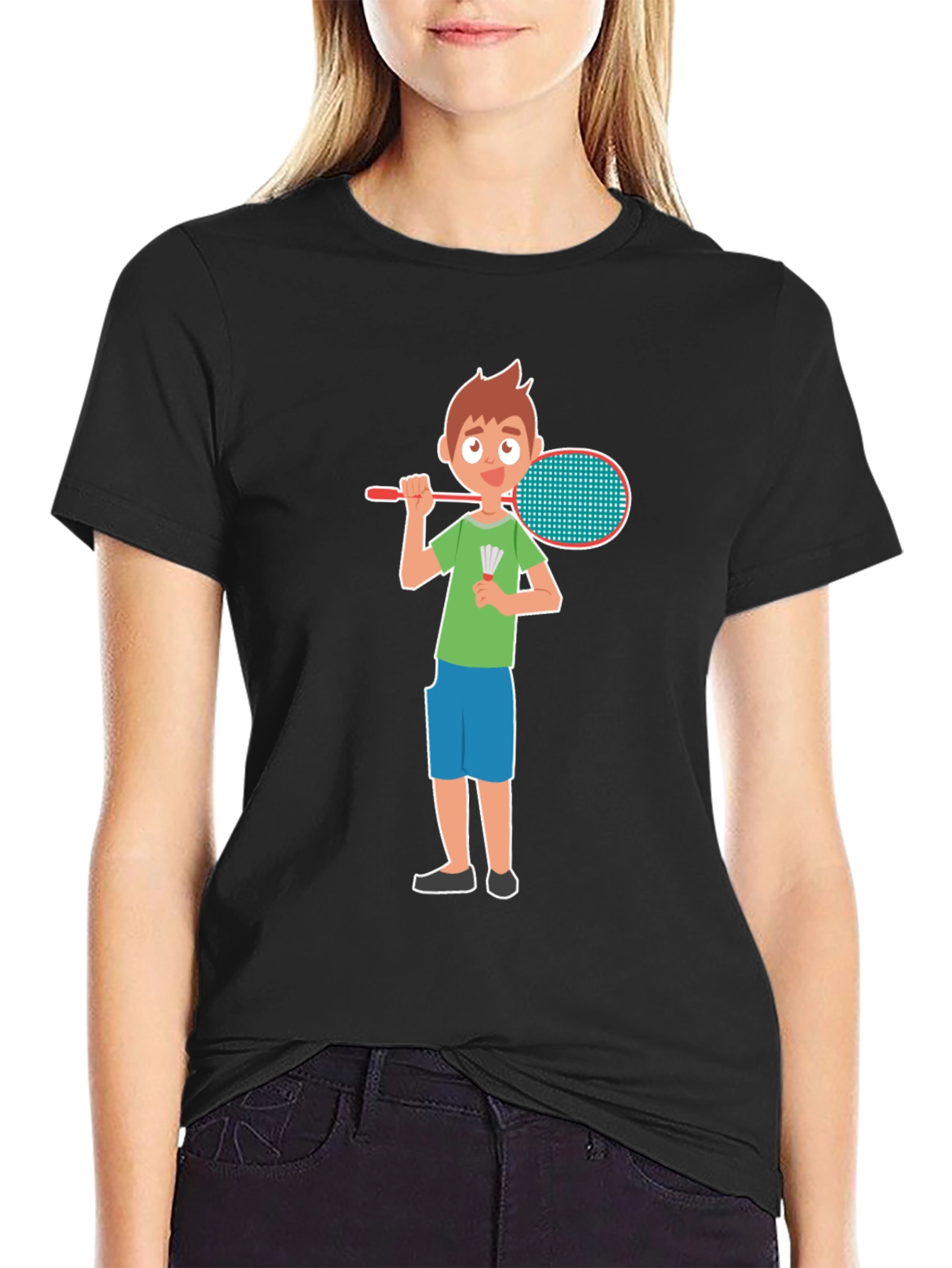 Badminton Boy Black T-Shirt