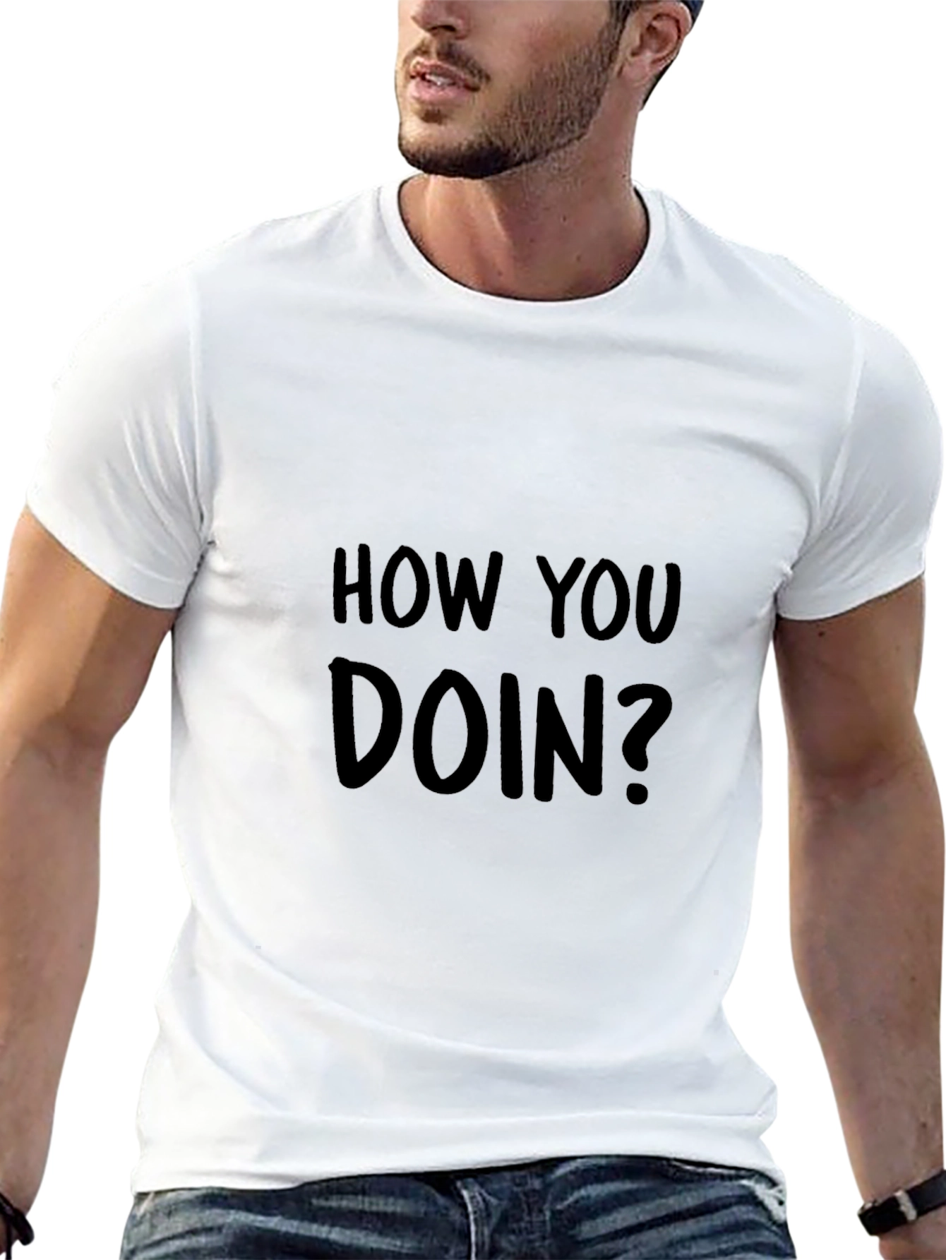 How You Doin? Graphic Print Black T-Shirt