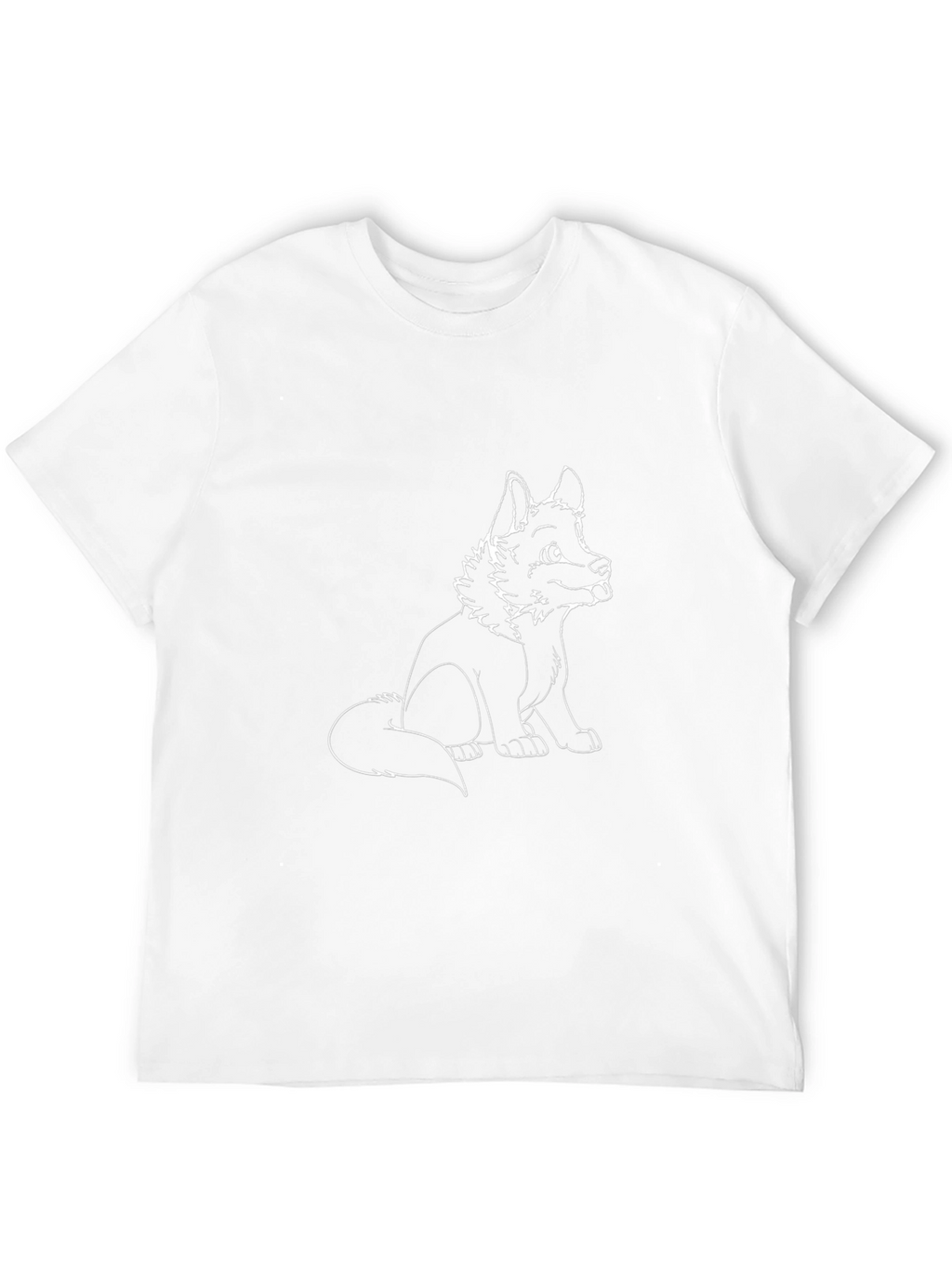 Black T-Shirt with White Cartoon Dog Design
