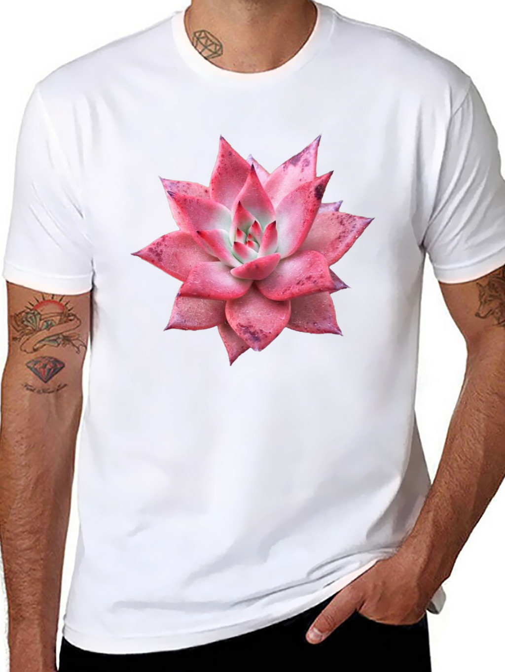 Succulent Graphic Tee - Black Cotton T-Shirt