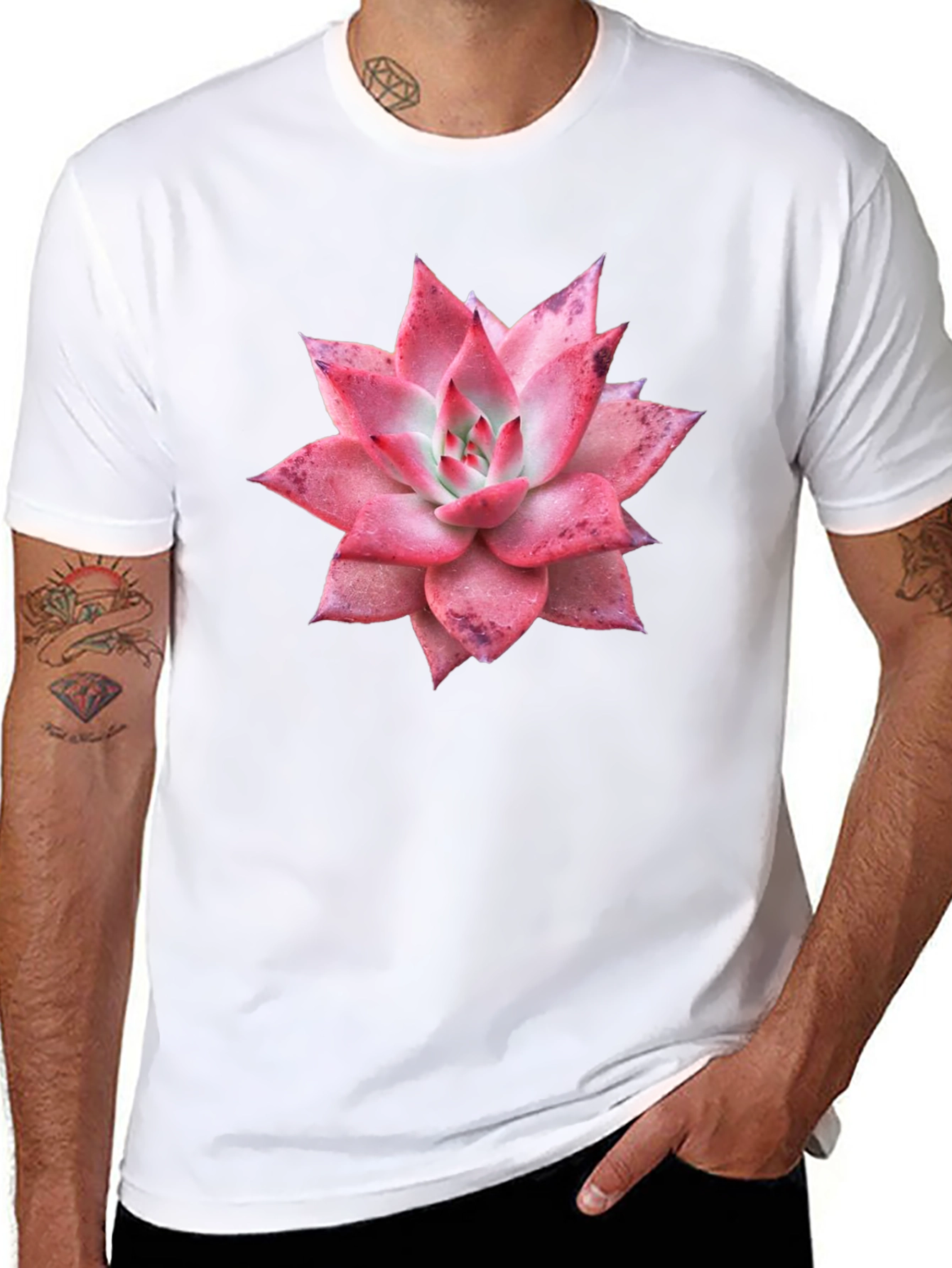 Succulent Graphic Tee - Black Cotton T-Shirt