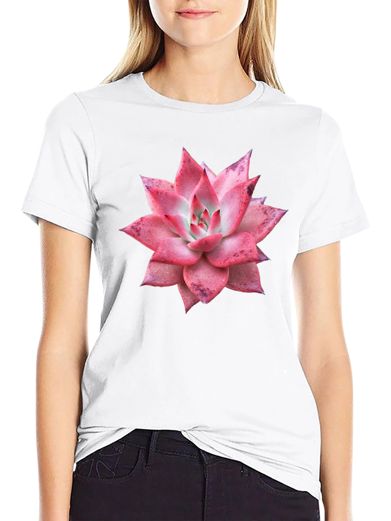 Succulent Graphic Tee - Black Cotton T-Shirt