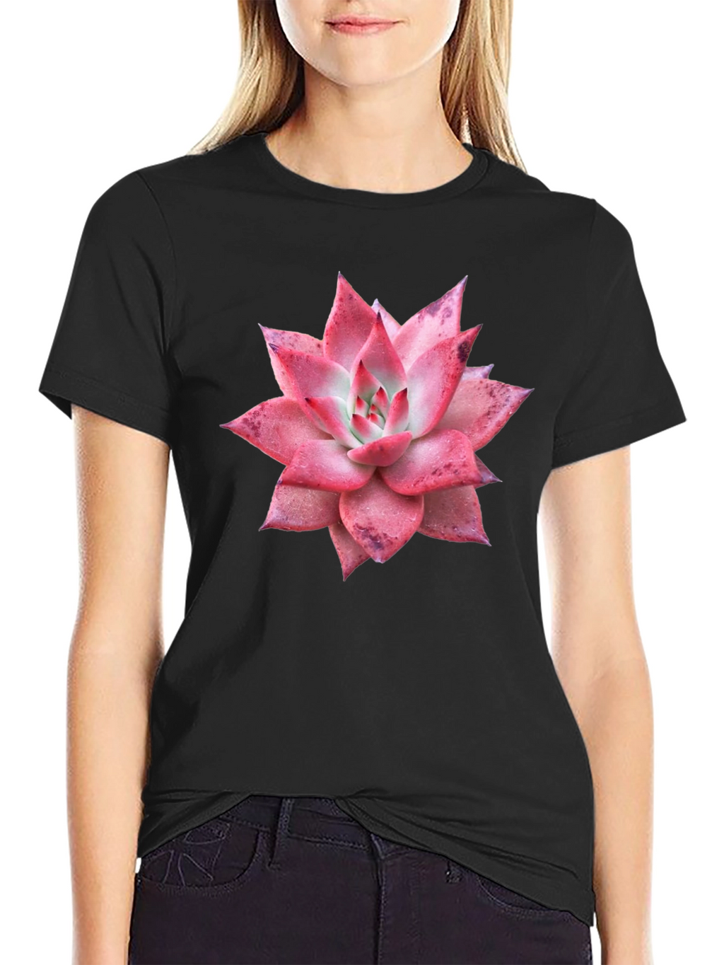 Succulent Graphic Tee - Black Cotton T-Shirt