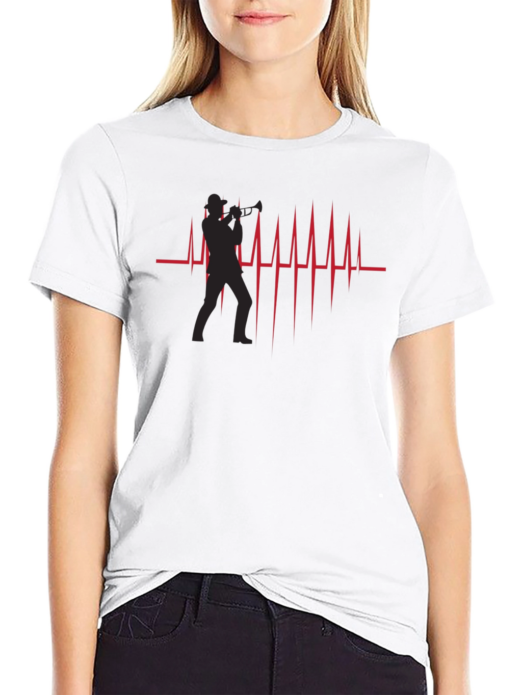 Trumpet Player Heartbeat Graphic T-Shirt