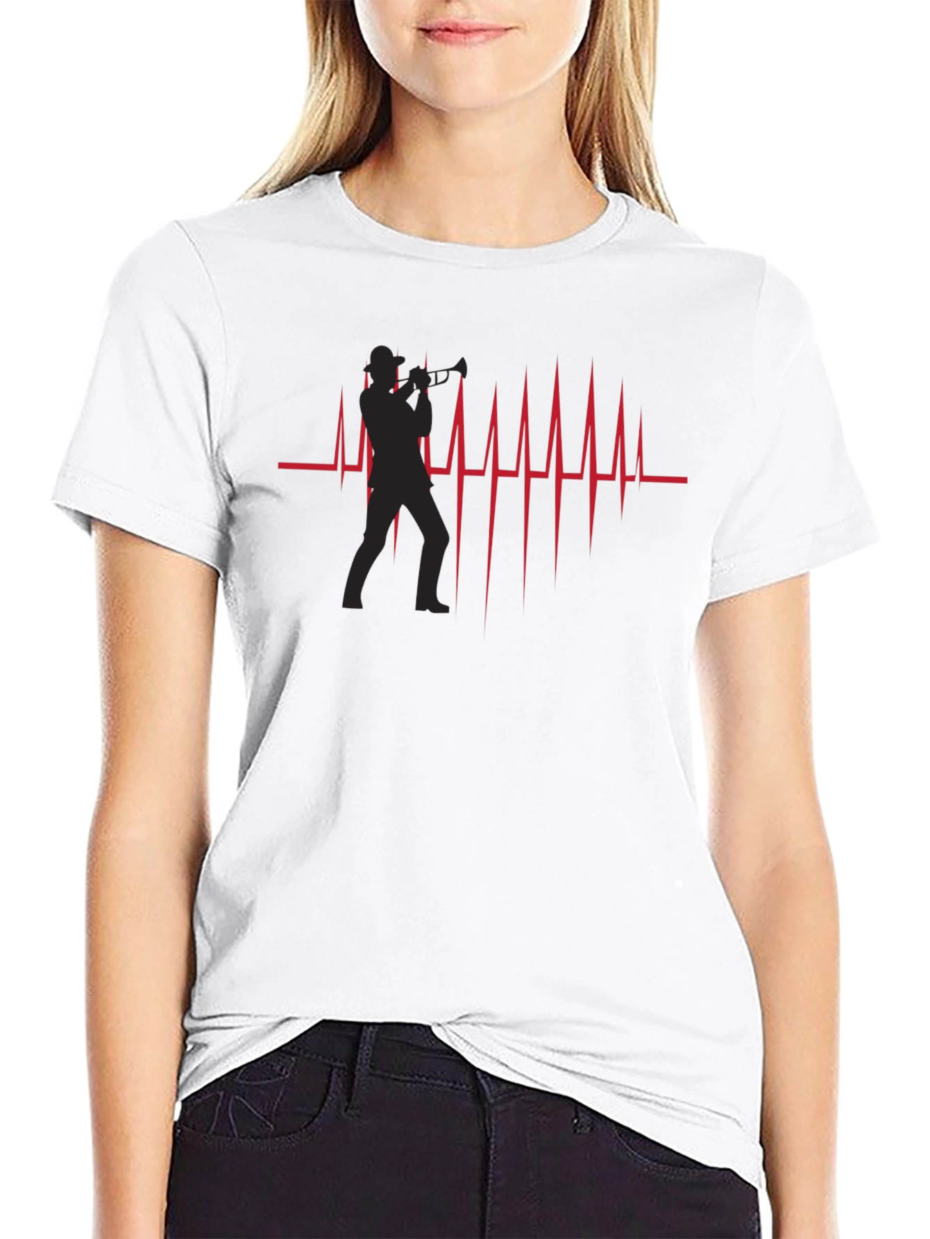 Trumpet Player Heartbeat Graphic T-Shirt