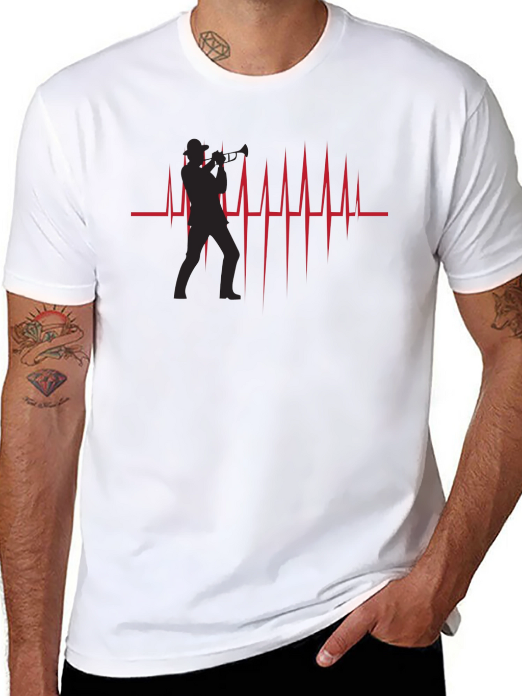 Trumpet Player Heartbeat Graphic T-Shirt