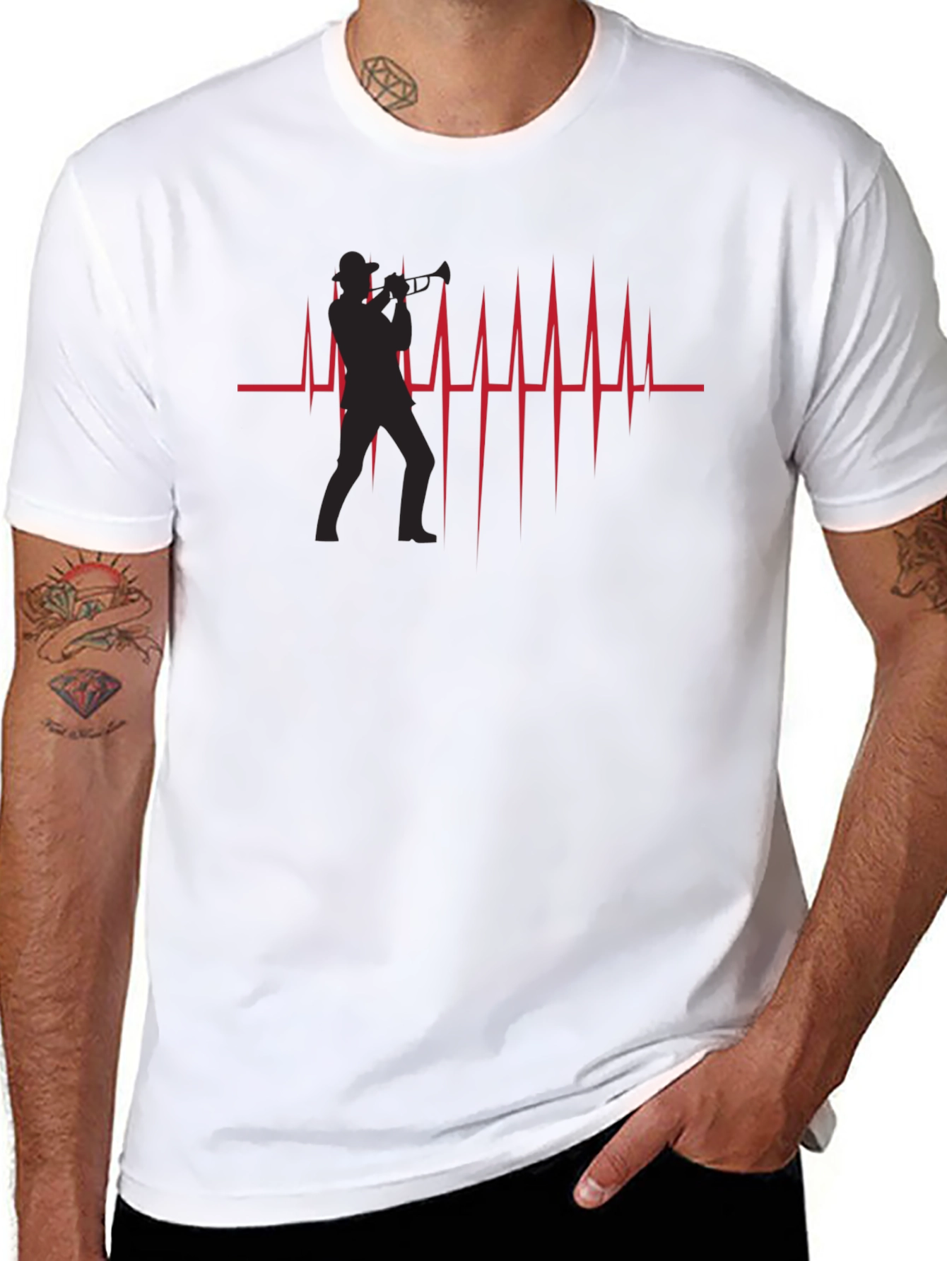Trumpet Player Heartbeat Graphic T-Shirt