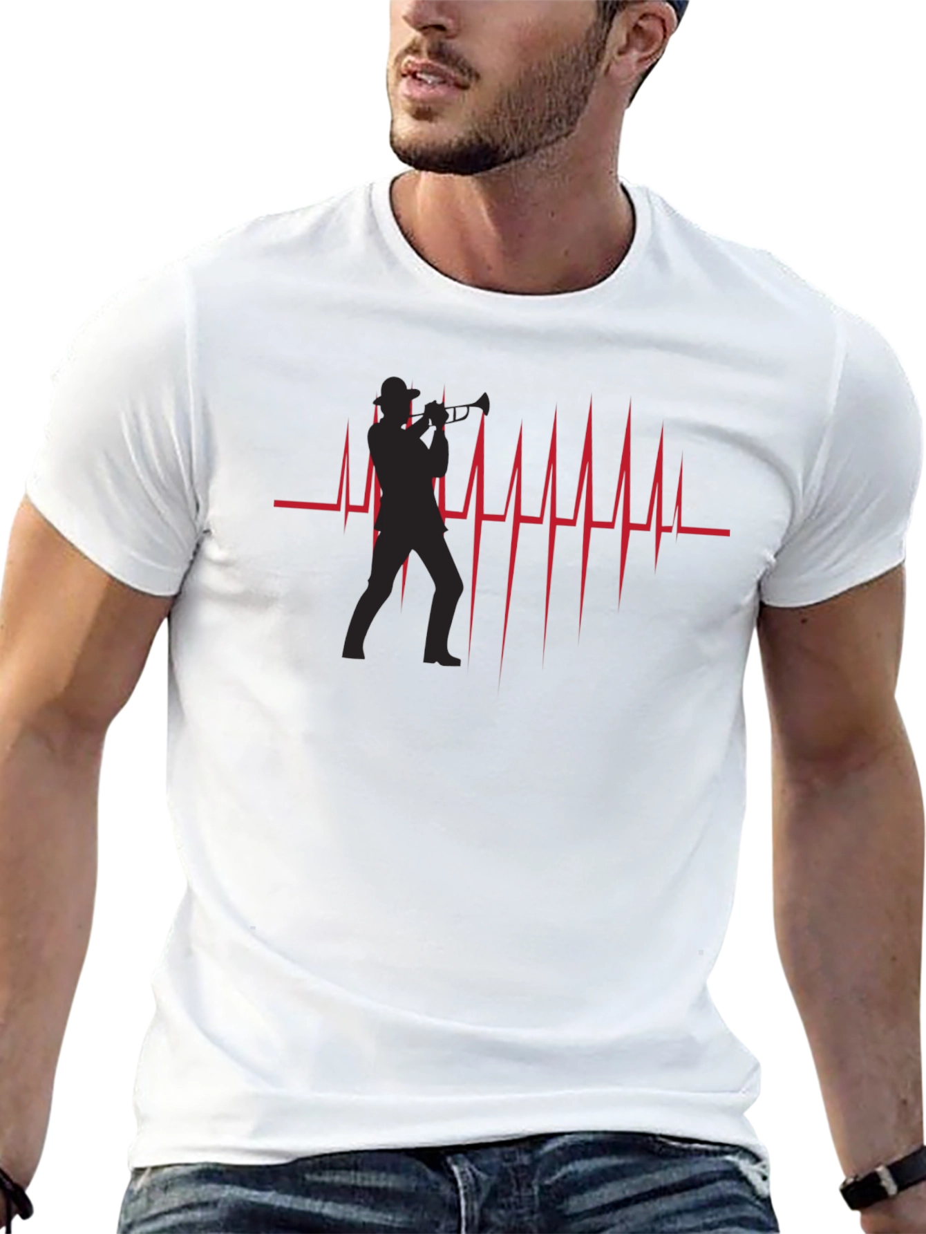 Trumpet Player Heartbeat Graphic T-Shirt
