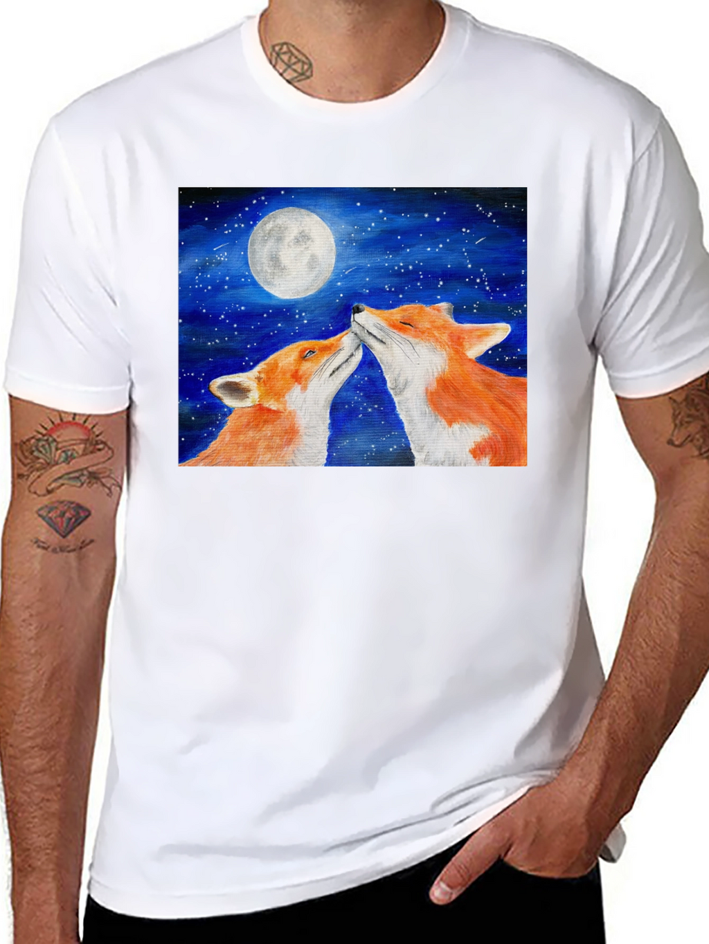 Fox Moon T-Shirt - Lovers Under the Stars