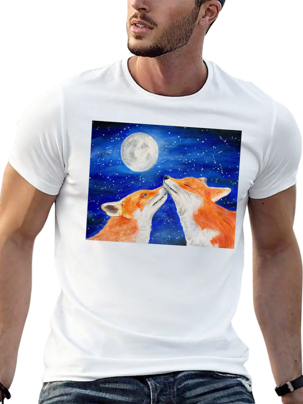 Fox Moon T-Shirt - Lovers Under the Stars