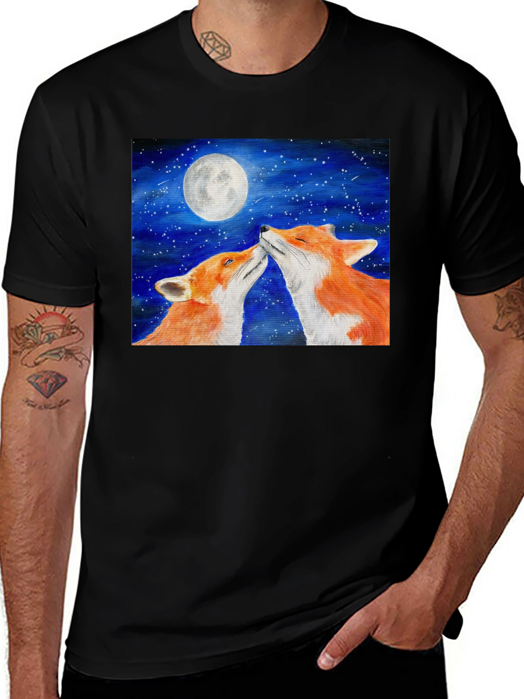 Fox Moon T-Shirt - Lovers Under the Stars