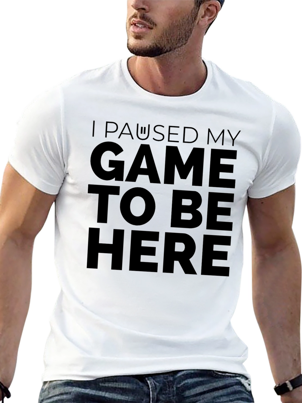I Paused My Game to Be Here Black T-Shirt