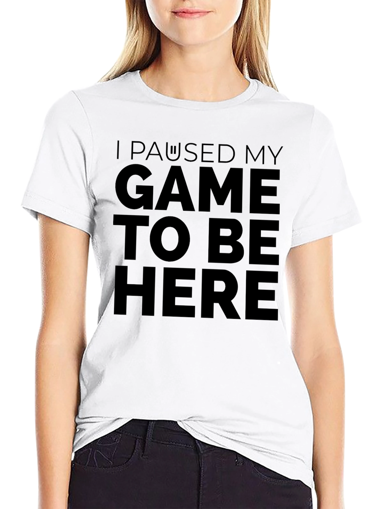 I Paused My Game to Be Here Black T-Shirt